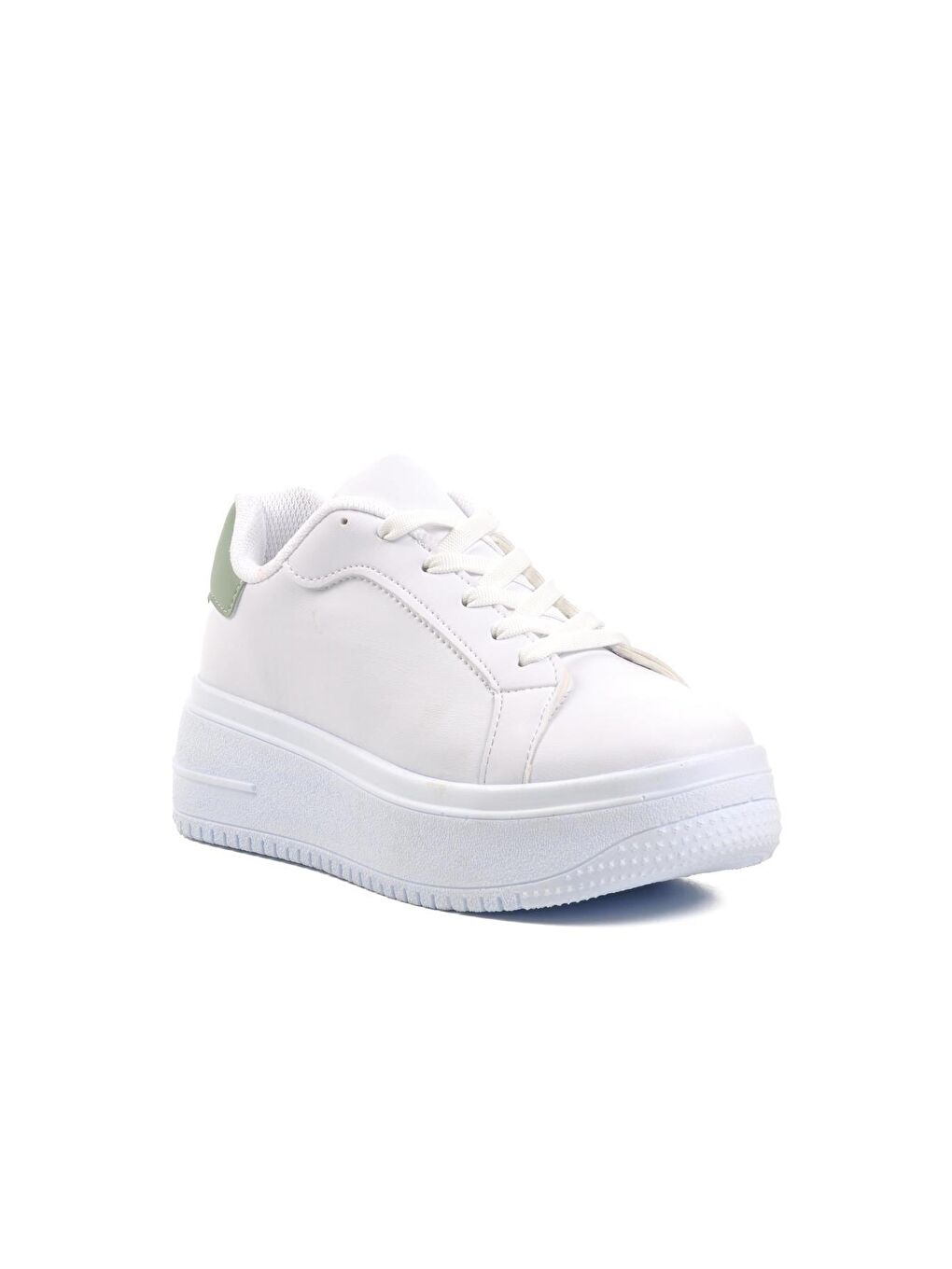 60 Beyaz-Yeşil Kalın Taban Kadın Sneaker-2