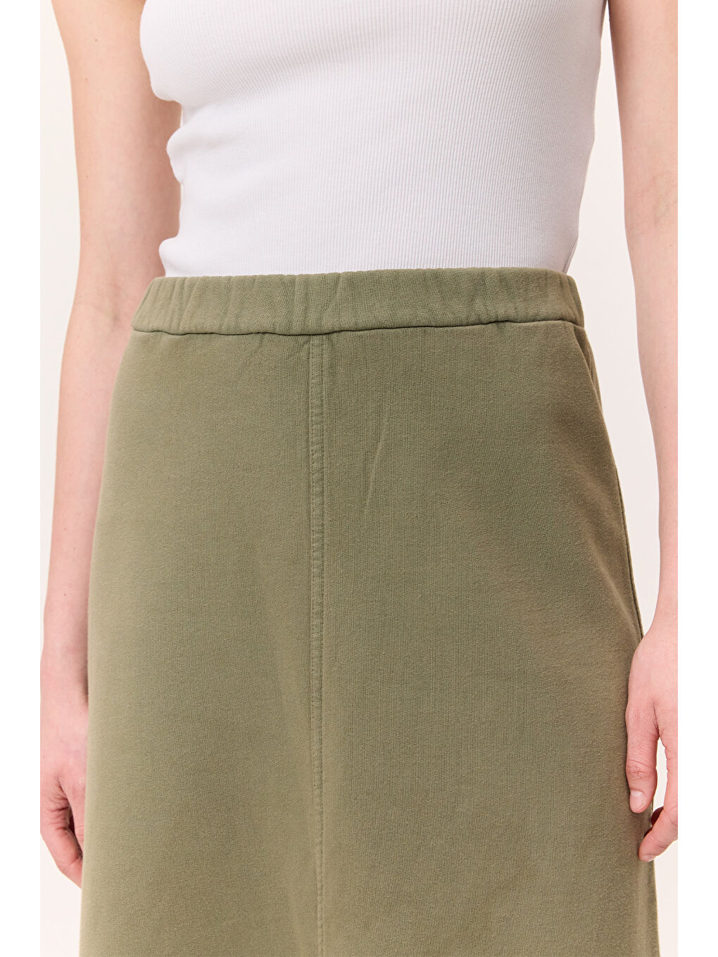 Yıkama Efektli Çan Etek Yeşil-4