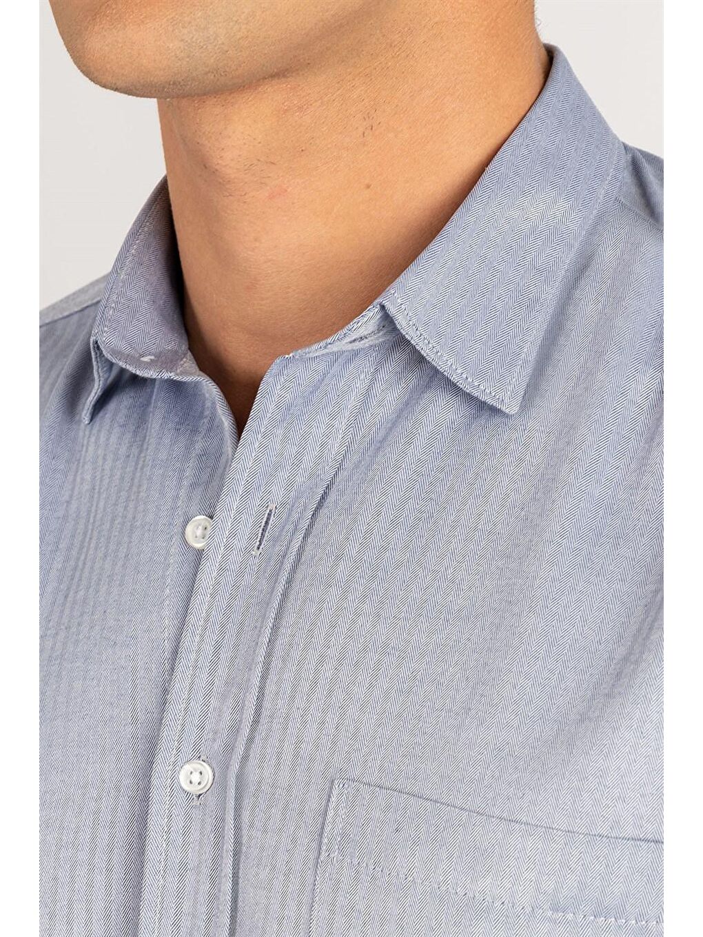 Lacivert Klasik Fıt Kısa Kol Armürlü Kravatlık Erkek Gömlek-2