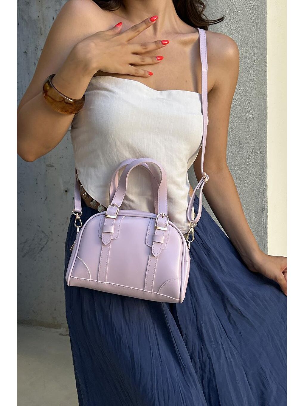 Peggy Oval Çapraz Çanta Lila-5