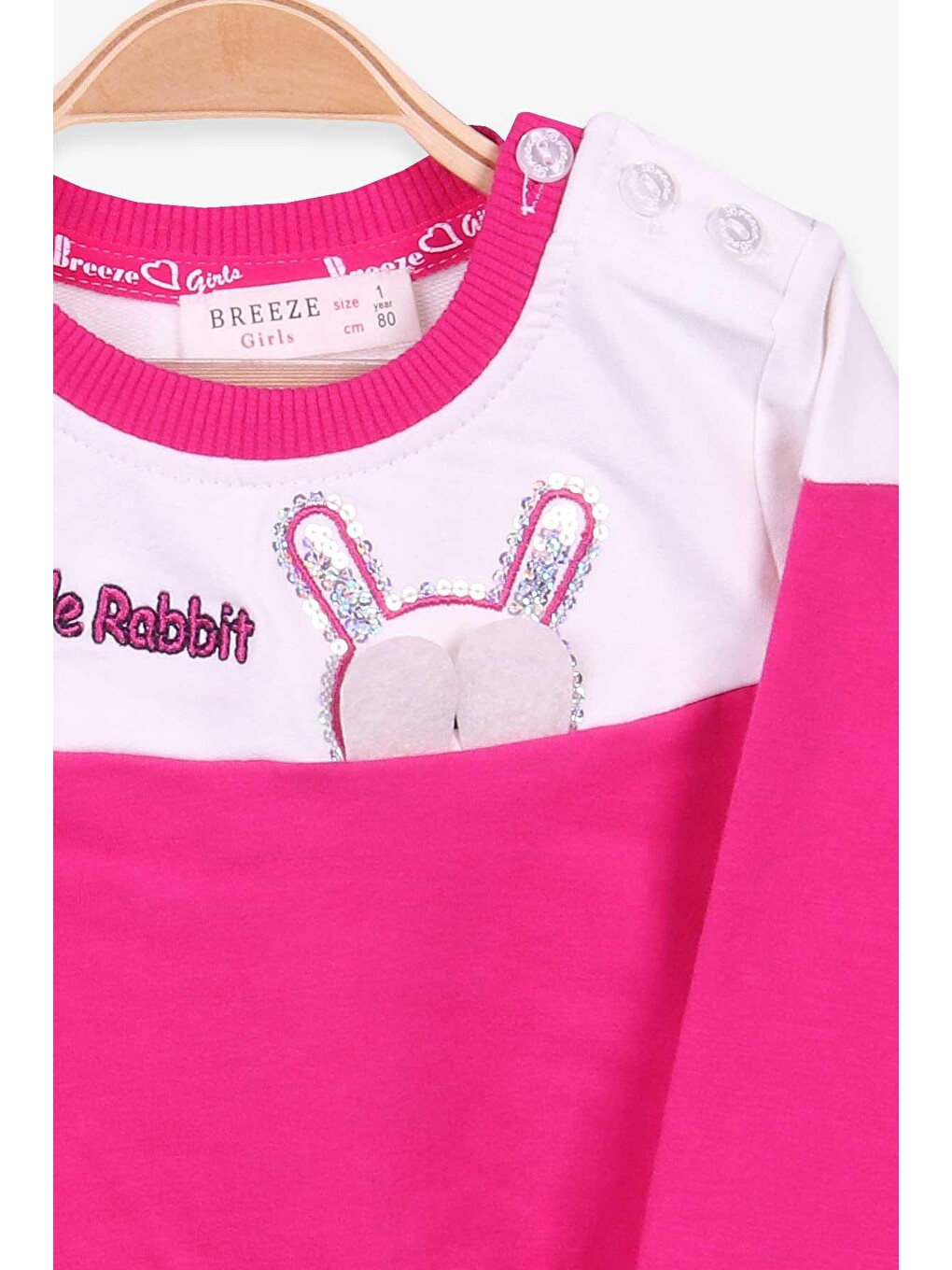 Kız Çocuk Sweatshirt Tavşan Nakışlı Fuşya (1-3 Yaş)-1
