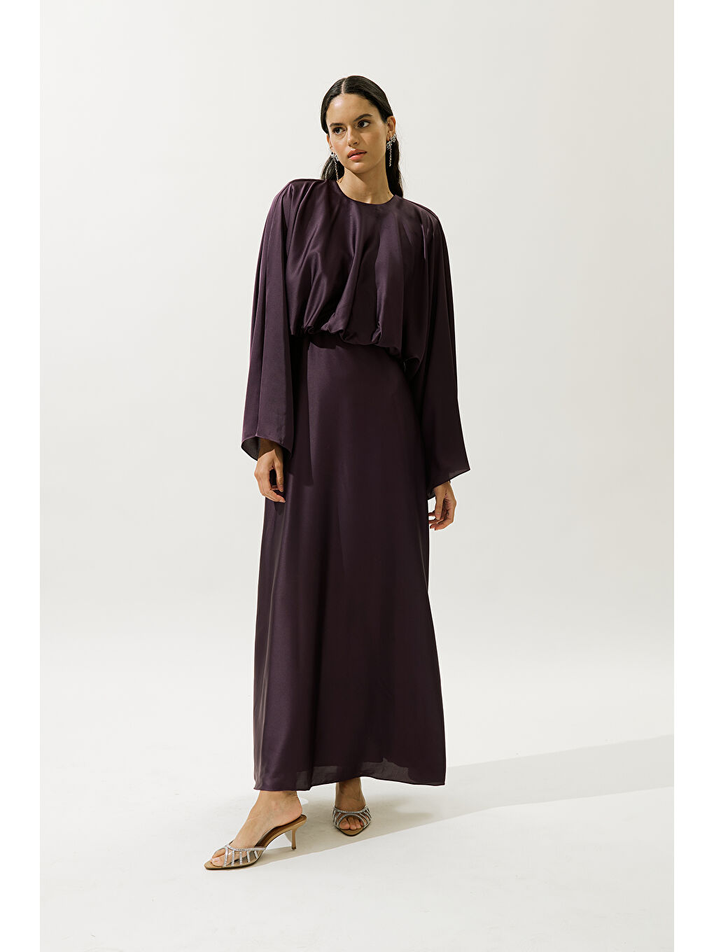Adele Saten Abiye Elbise Mor-2