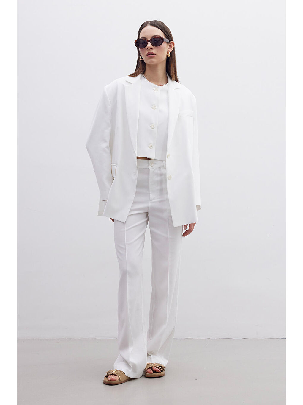 Naturel Straight Pantolon Ekru