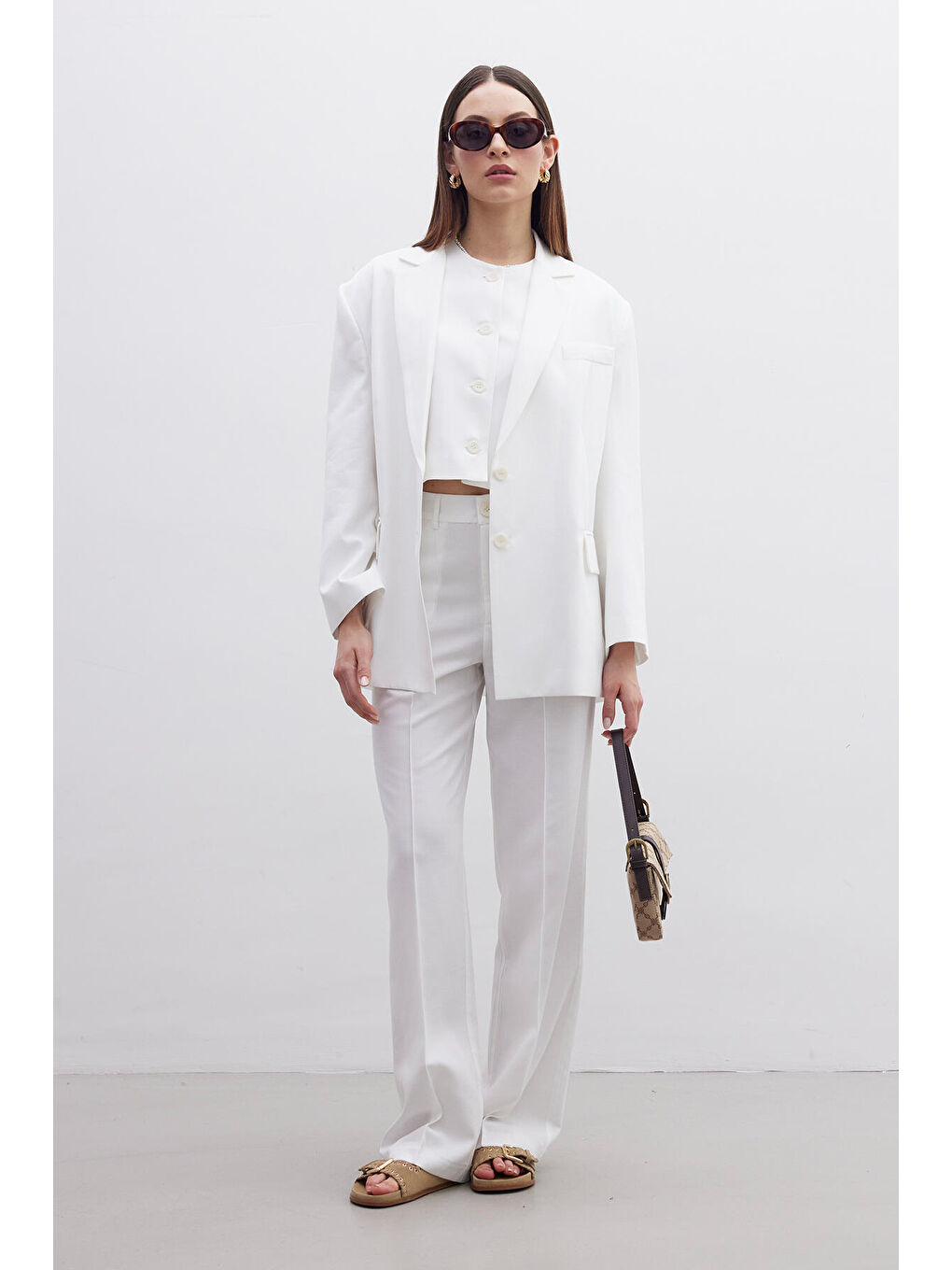 Naturel Straight Pantolon Ekru-1