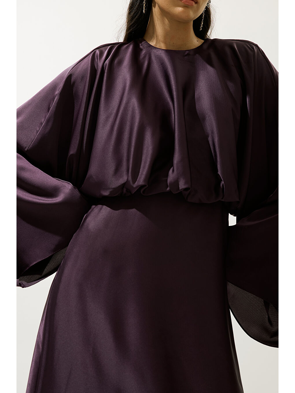 Adele Saten Abiye Elbise Mor-3