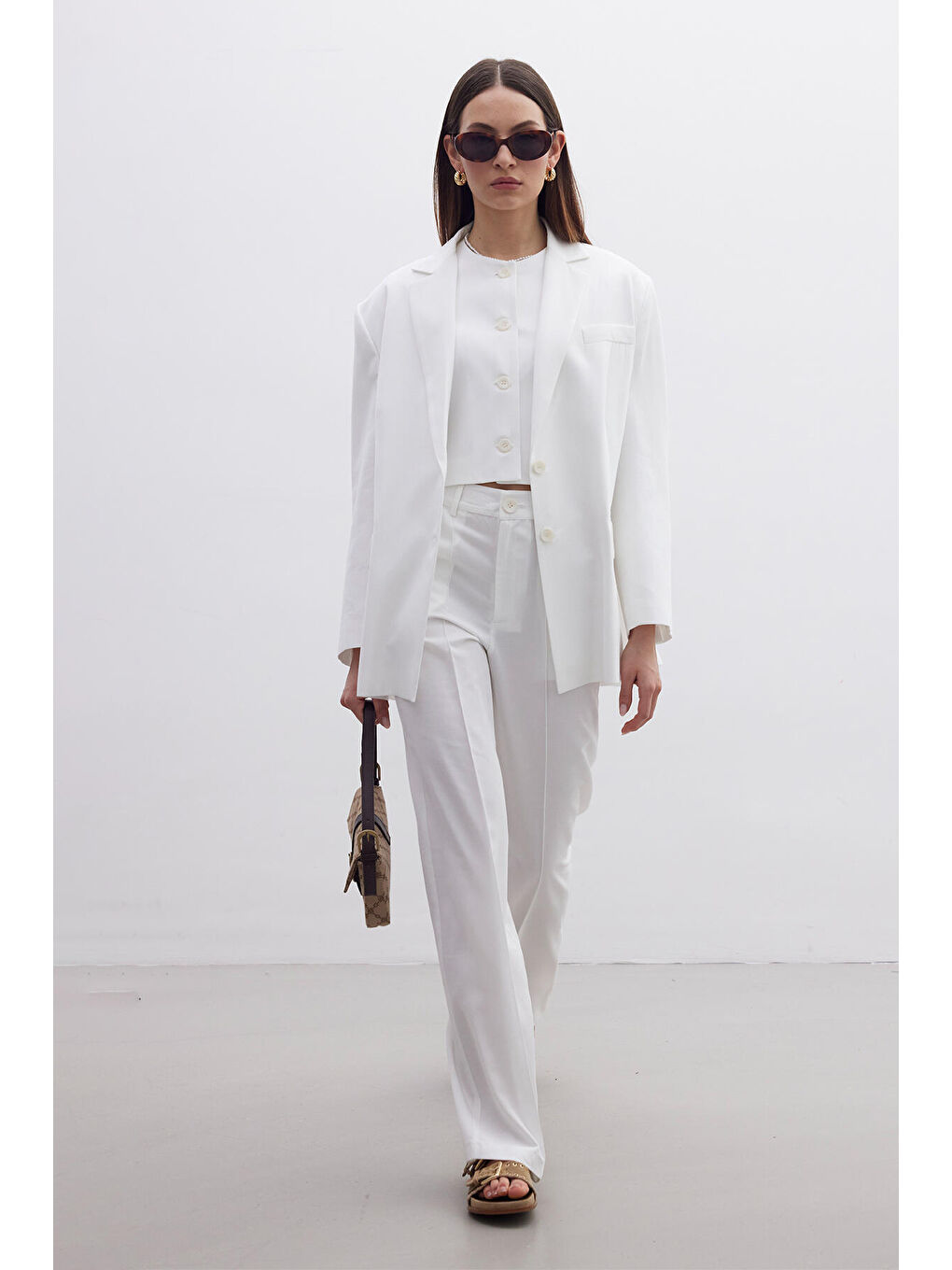 Naturel Straight Pantolon Ekru-2