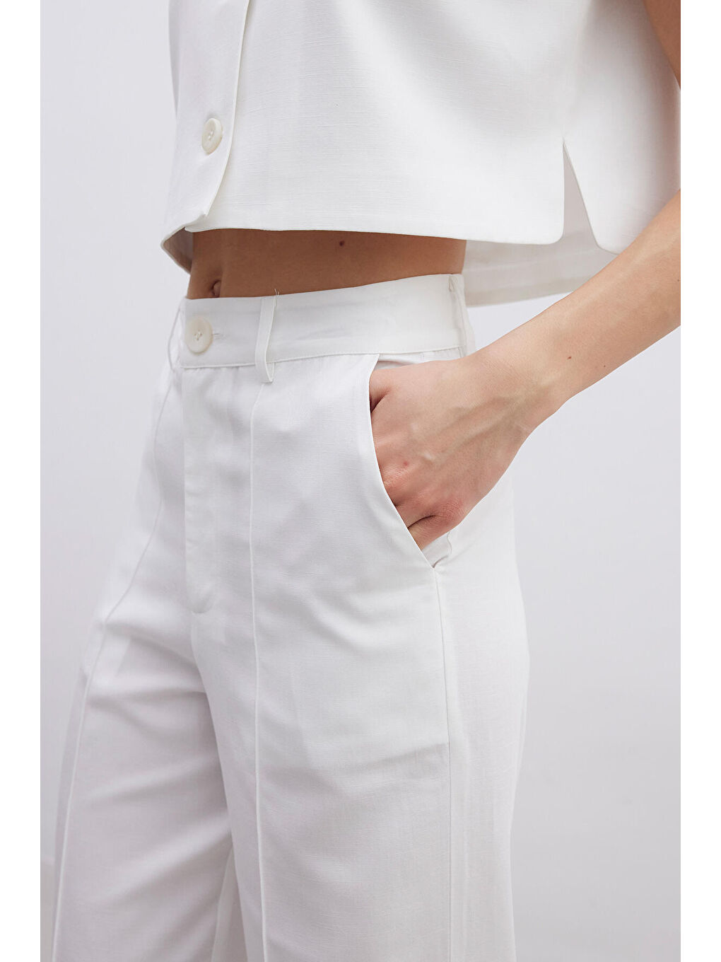 Naturel Straight Pantolon Ekru-4