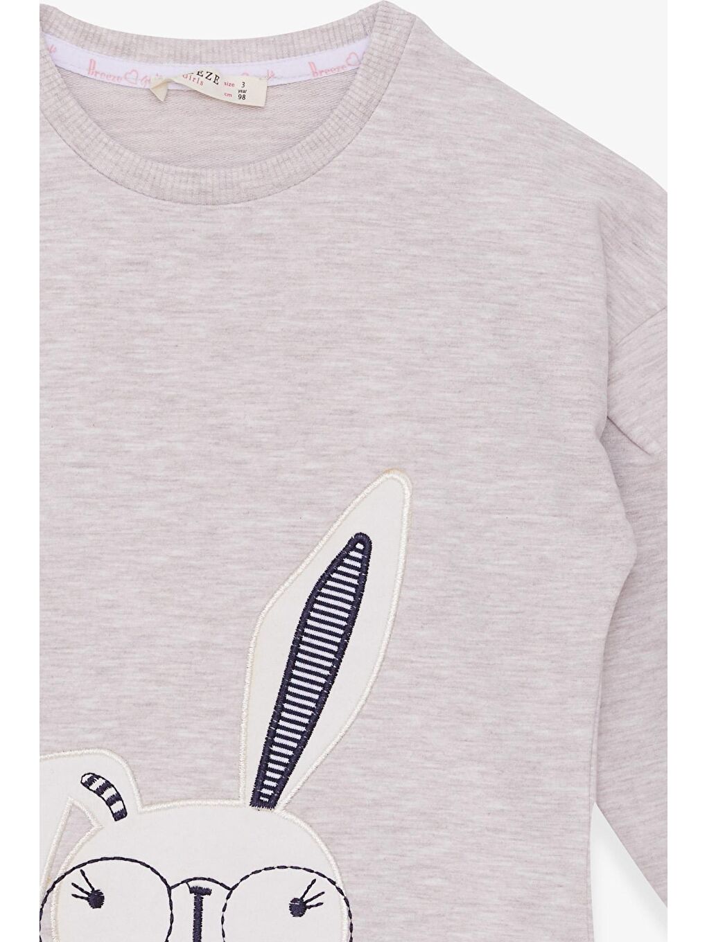 Kız Çocuk Sweatshirt Tavşan Nakışlı Bej Melanj (2-3 Yaş)-2