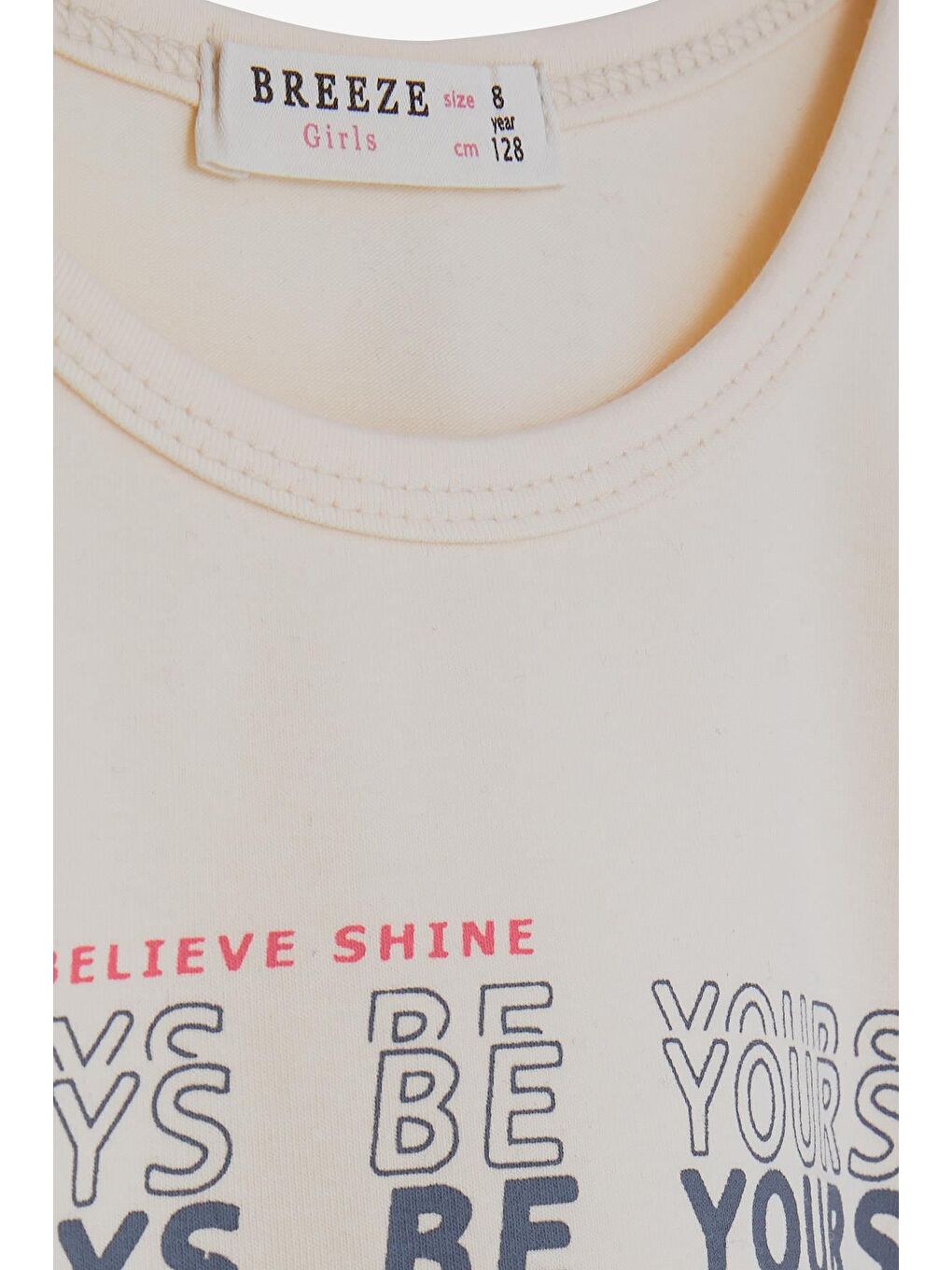 Ekru Kız Çocuk Uzun Kollu Elbise Tüllü Yazı Baskılı Krem (8-12 Yaş)-4