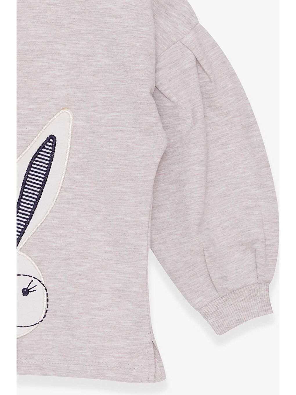 Kız Çocuk Sweatshirt Tavşan Nakışlı Bej Melanj (2-3 Yaş)