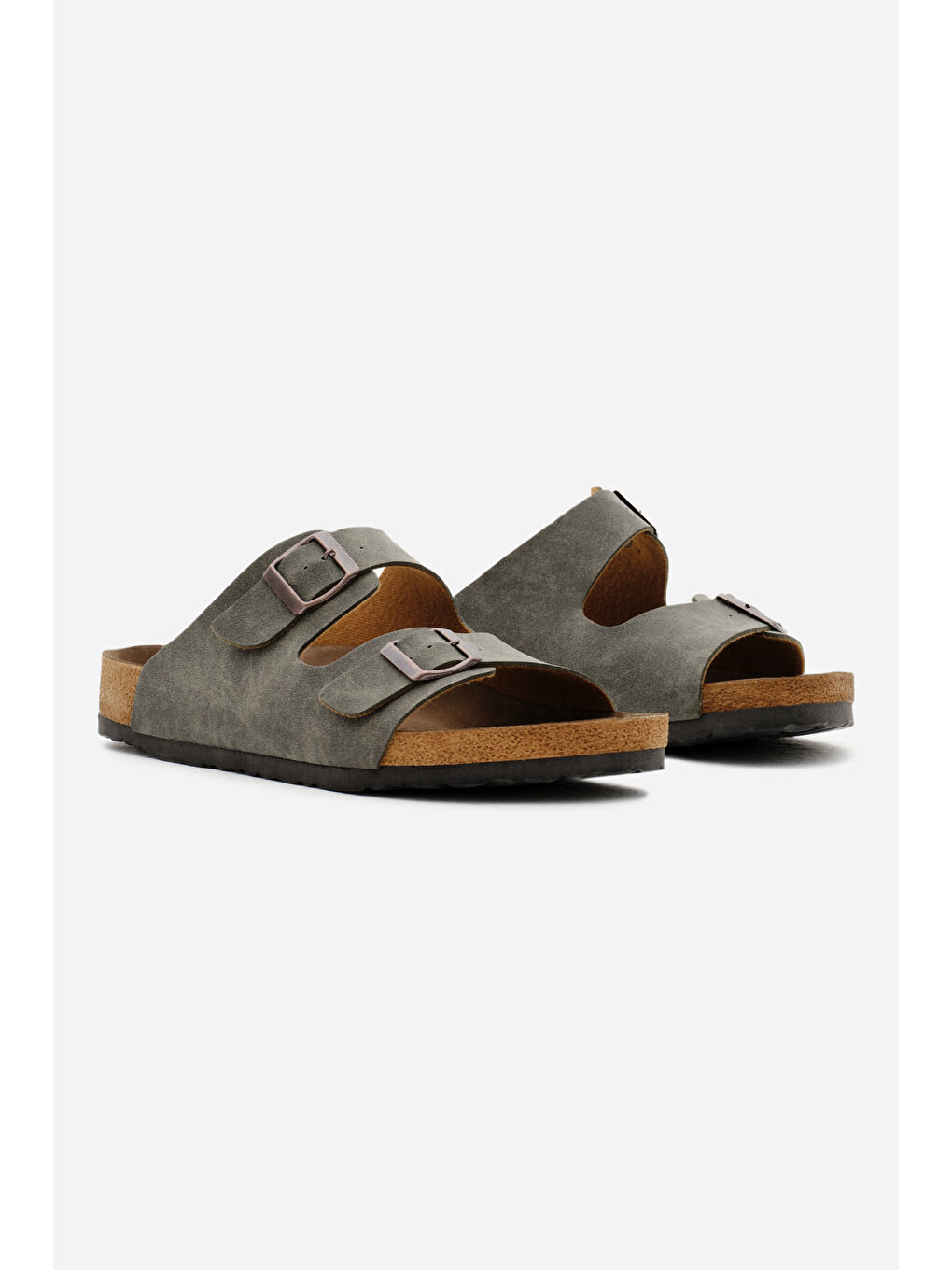 Unisex Haki Poli Taban Ayarlamalı Çift Tokalı Terlik-1