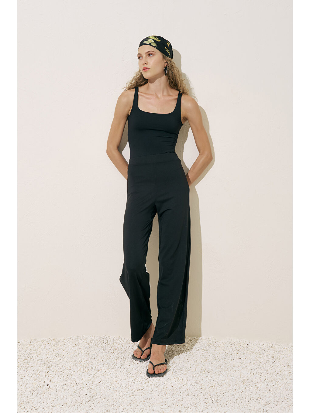 Geniş Uzun Paça Mayo Pantolon Siyah