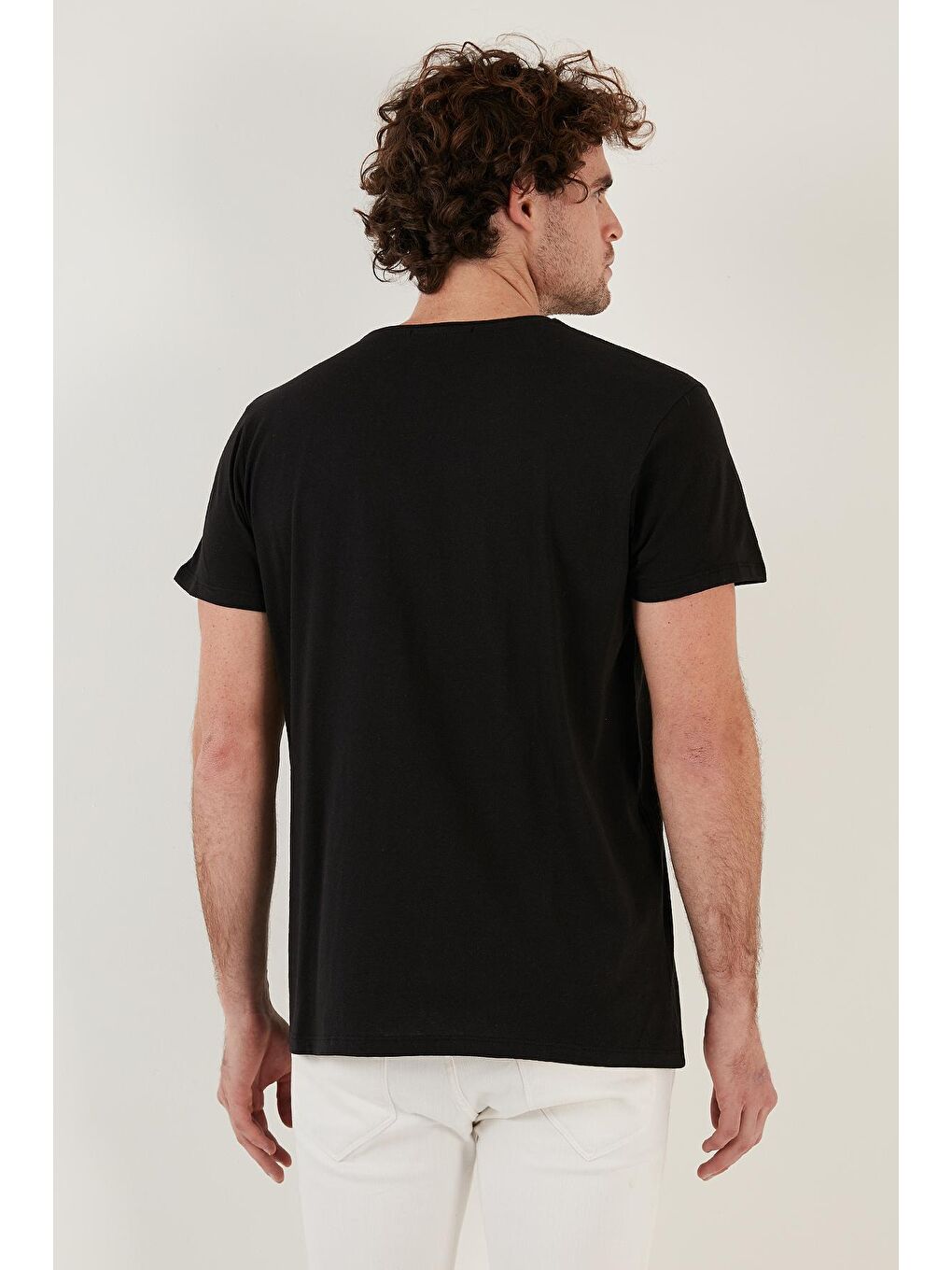 Siyah Baskılı %100 Pamuk Bisiklet Yaka Slim Fit Tişört 541CALIFORNIA-3