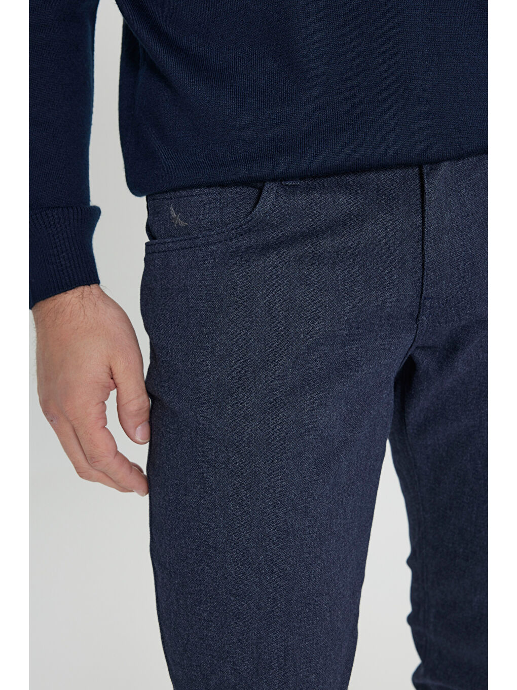 Erkek Lacivert Slim Fit Dar Kesim Pamuklu Esnek Pantolon-4