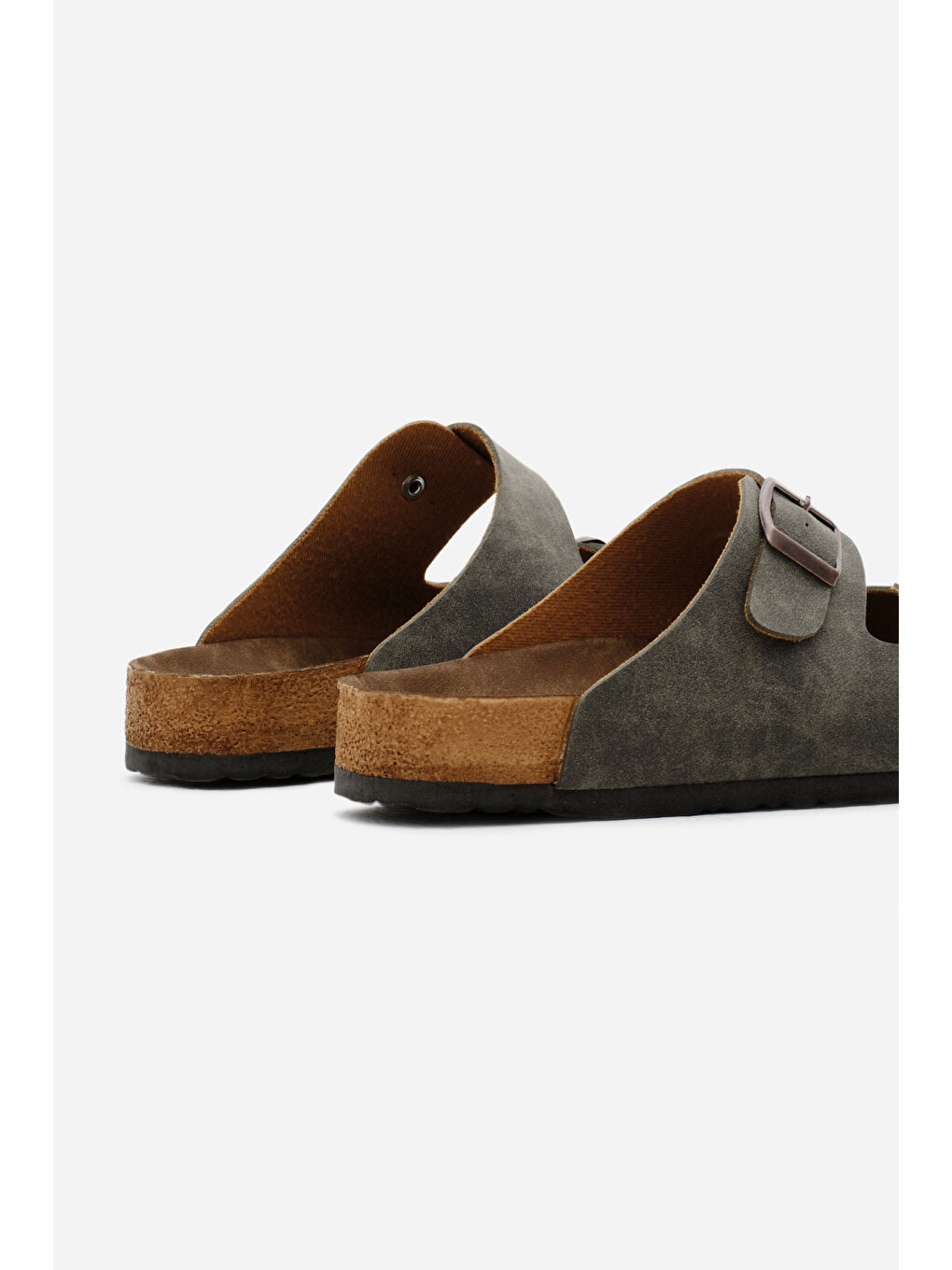 Unisex Haki Poli Taban Ayarlamalı Çift Tokalı Terlik-4