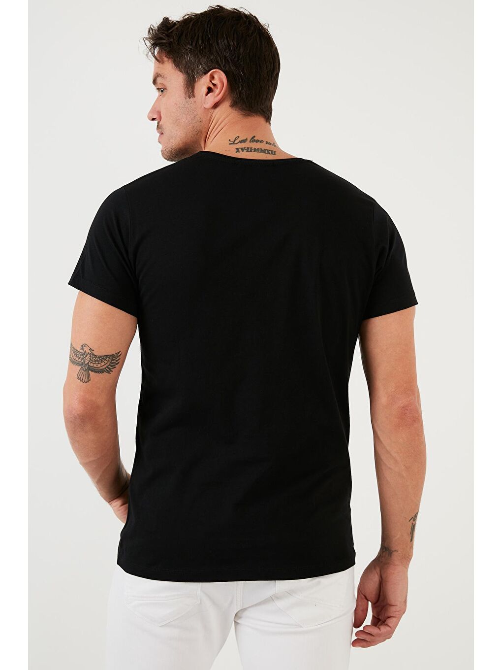 Siyah Baskılı %100 Pamuk Bisiklet Yaka Slim Fit Tişört 541CALIFORNIA-4