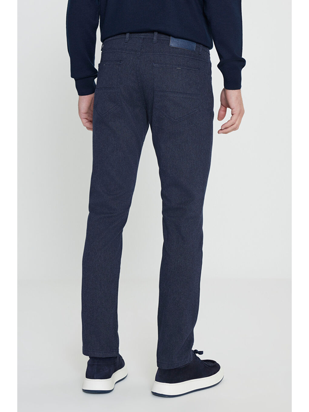 Erkek Lacivert Slim Fit Dar Kesim Pamuklu Esnek Pantolon-5