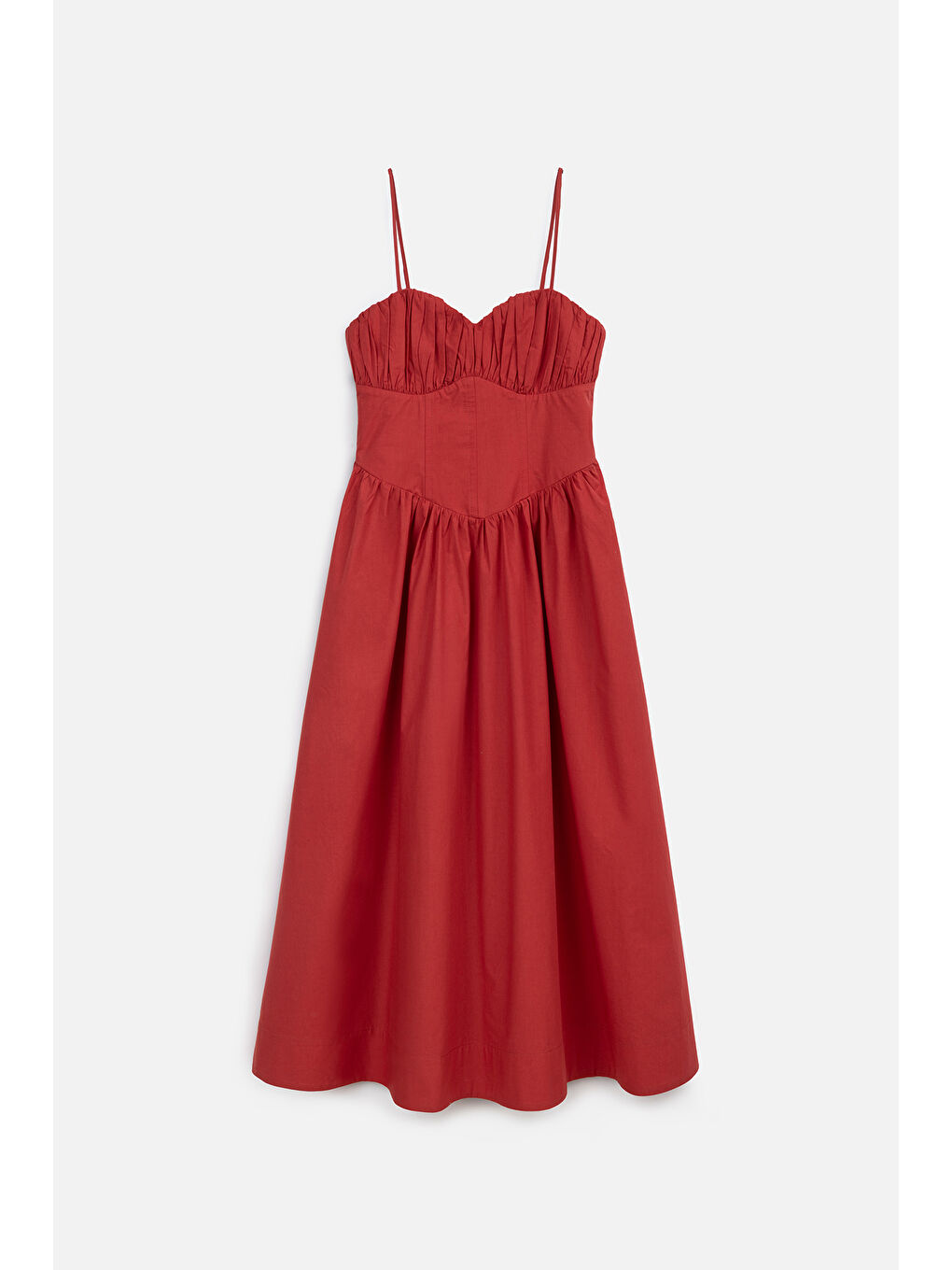 Büzgülü Korsajlı Elbise Kırmızı-1