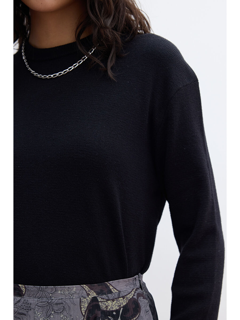 Yumuşak Dokulu Triko Kazak Siyah-5