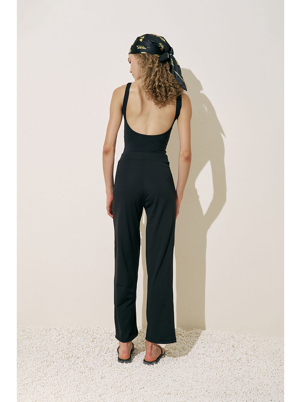 Geniş Uzun Paça Mayo Pantolon Siyah-3