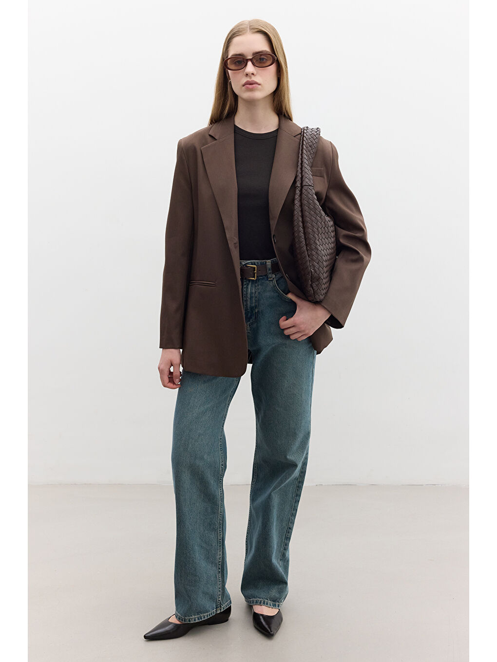 Klasik Kapamalı Blazer Ceket Kahverengi