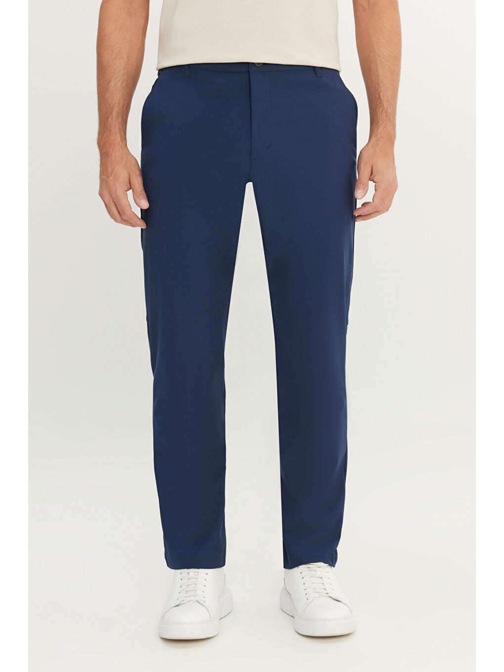 Erkek Lacivert 360 Her Yöne Esneyen Slim Fit Dar Kesim Yan Cep Pantolon