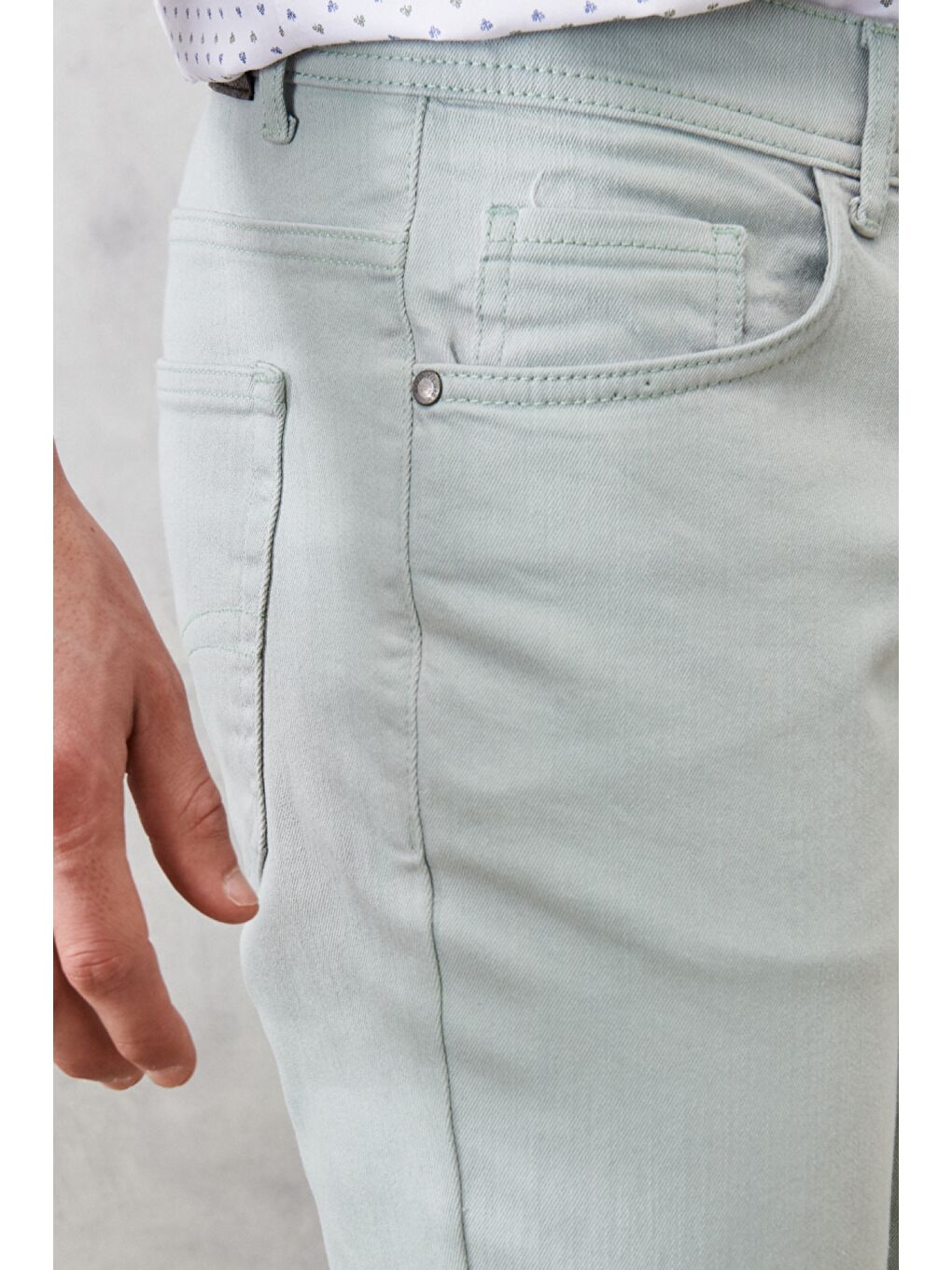 Erkek Su Yeşili 360 Derece Her Yöne Esneyen Rahat Slim Fit Pantolon-4