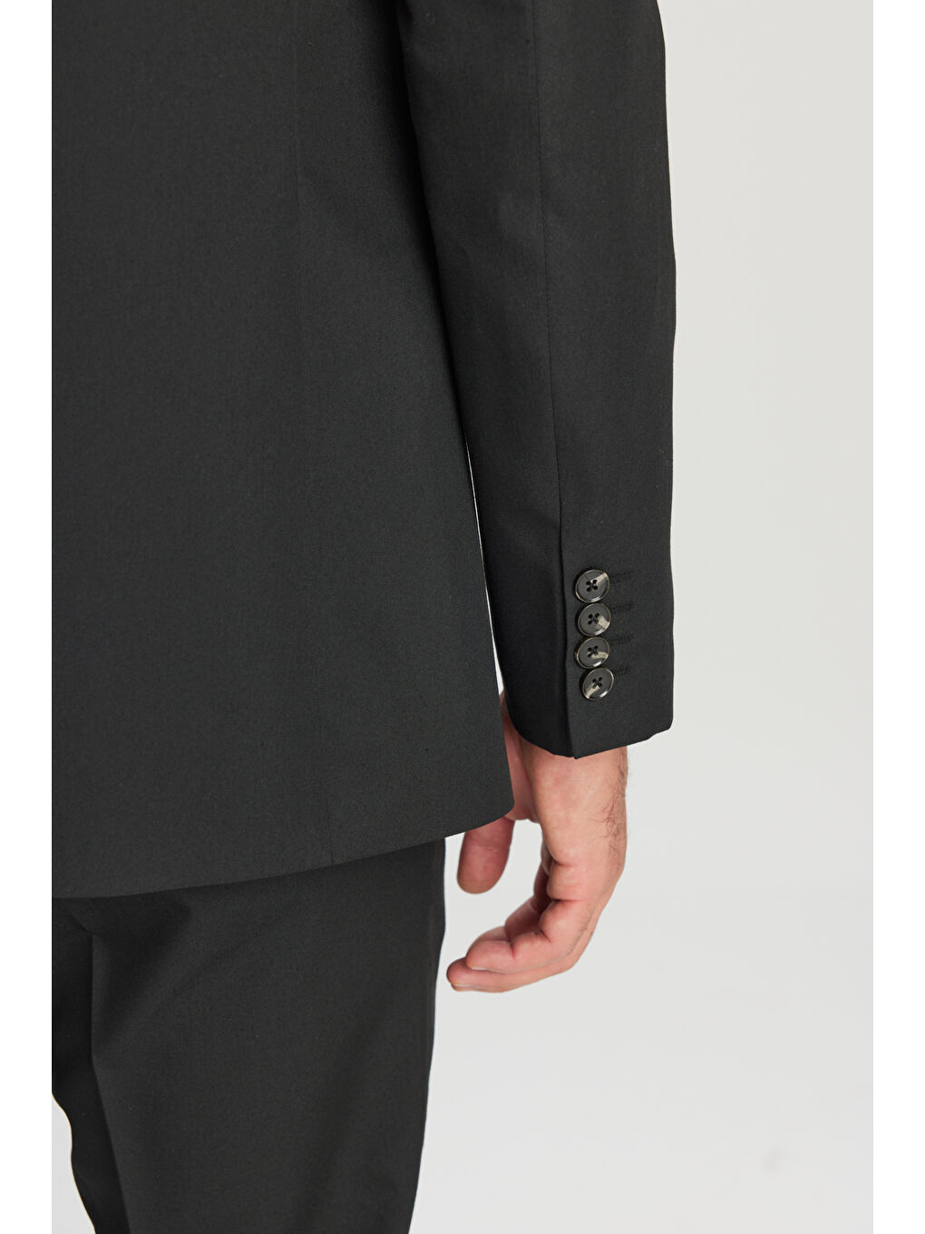 Erkek Siyah Slim Fit Dar Kesim Mono Yaka Takım Elbise-5