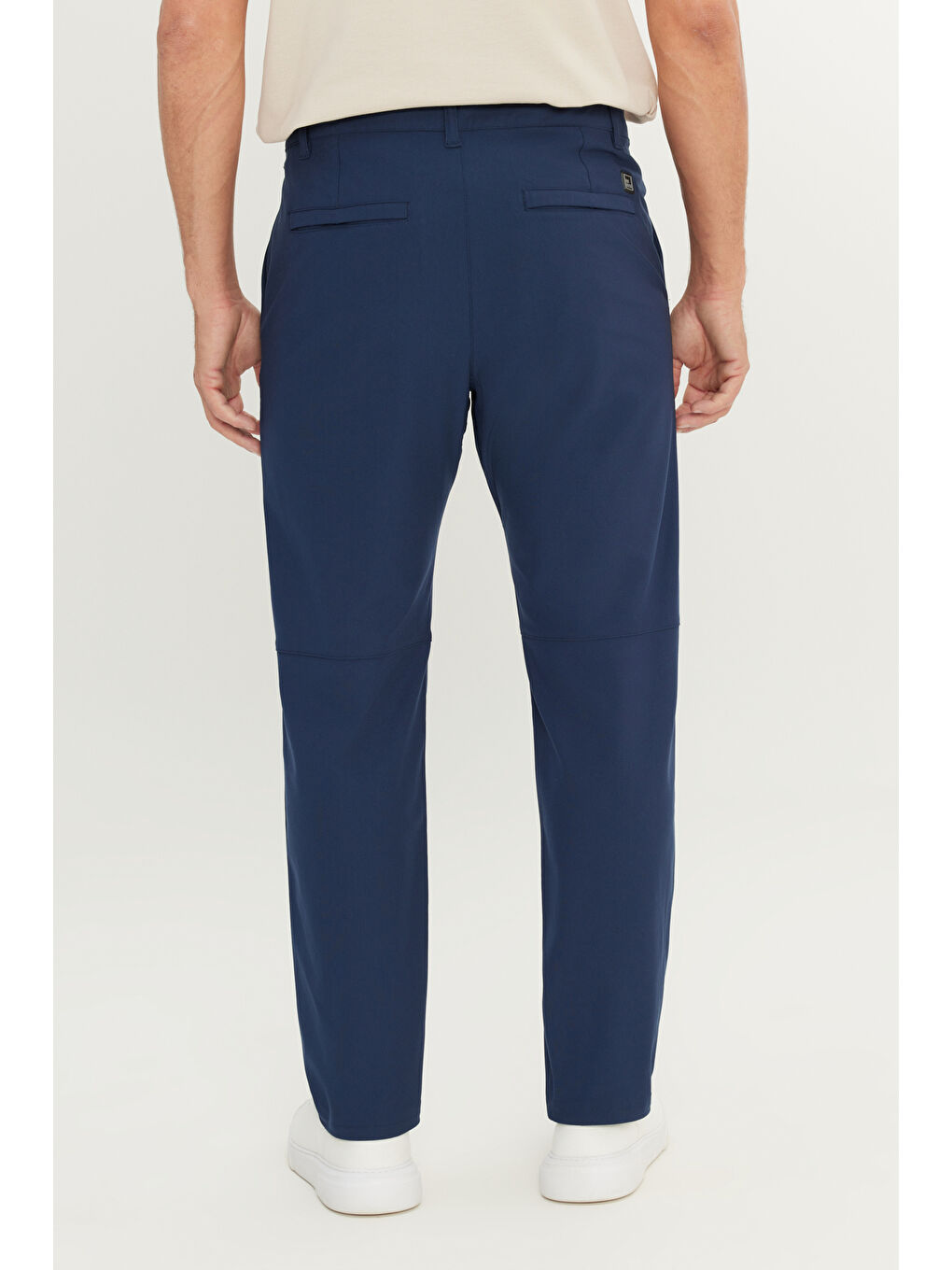 Erkek Lacivert 360 Her Yöne Esneyen Slim Fit Dar Kesim Yan Cep Pantolon-5