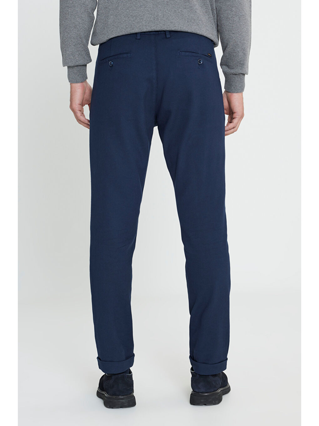 Erkek Lacivert Slim Fit Dar Kesim Beli Bağlamalı Esnek Pantolon-7