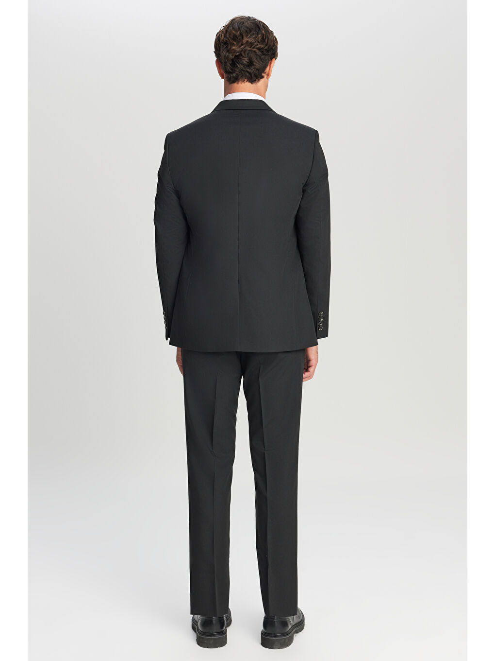 Erkek Siyah Slim Fit Dar Kesim Mono Yaka Takım Elbise-6