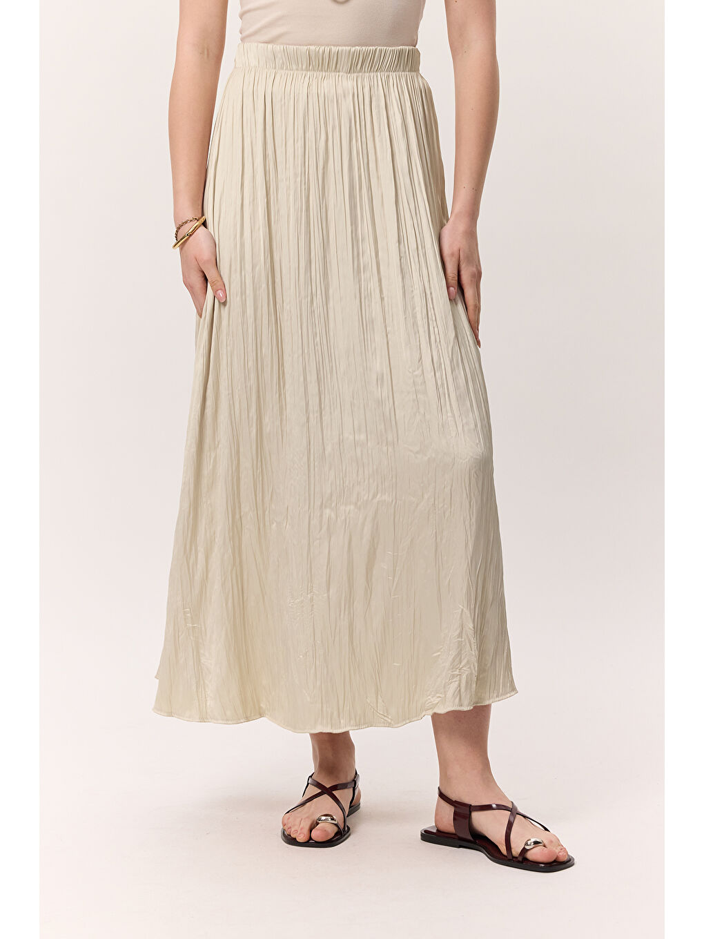 Crush Saten Etek Bej-3