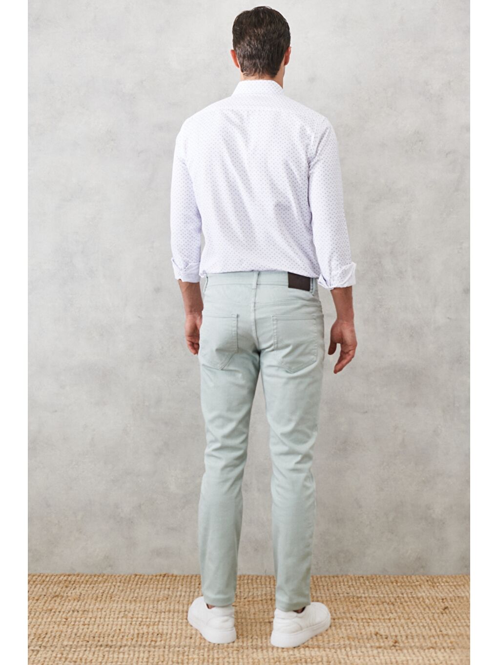 Erkek Su Yeşili 360 Derece Her Yöne Esneyen Rahat Slim Fit Pantolon-7