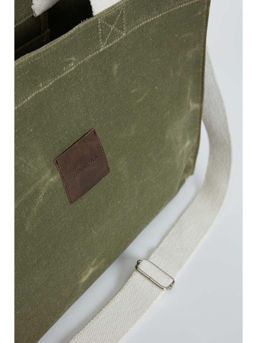 Yıkama Efektli Large Kanvas Çanta Askeri Yeşil-2