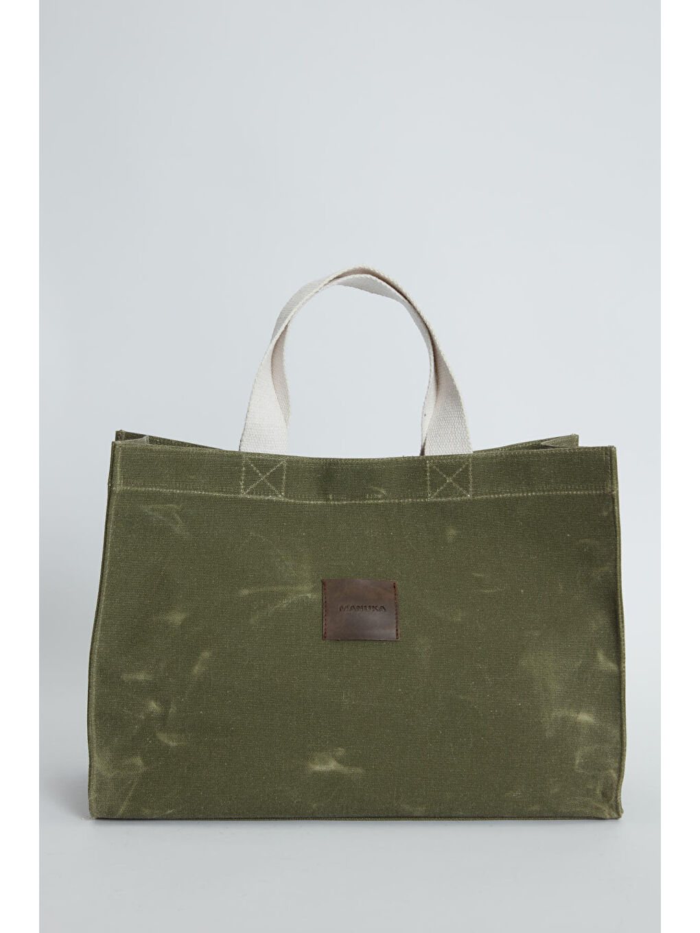Yıkama Efektli Large Kanvas Çanta Askeri Yeşil-3