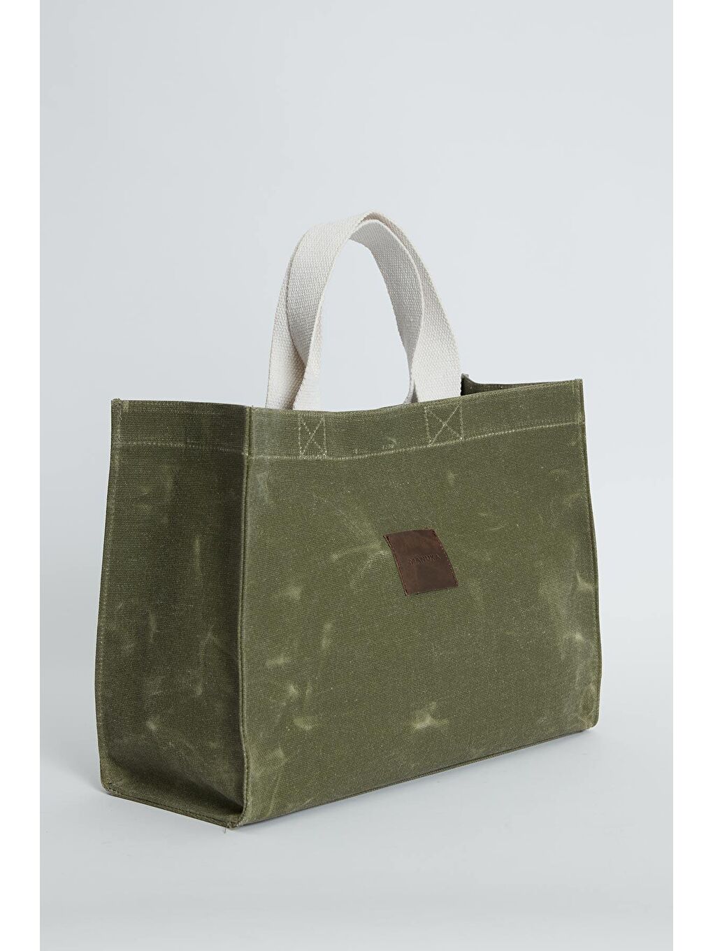 Yıkama Efektli Large Kanvas Çanta Askeri Yeşil-4