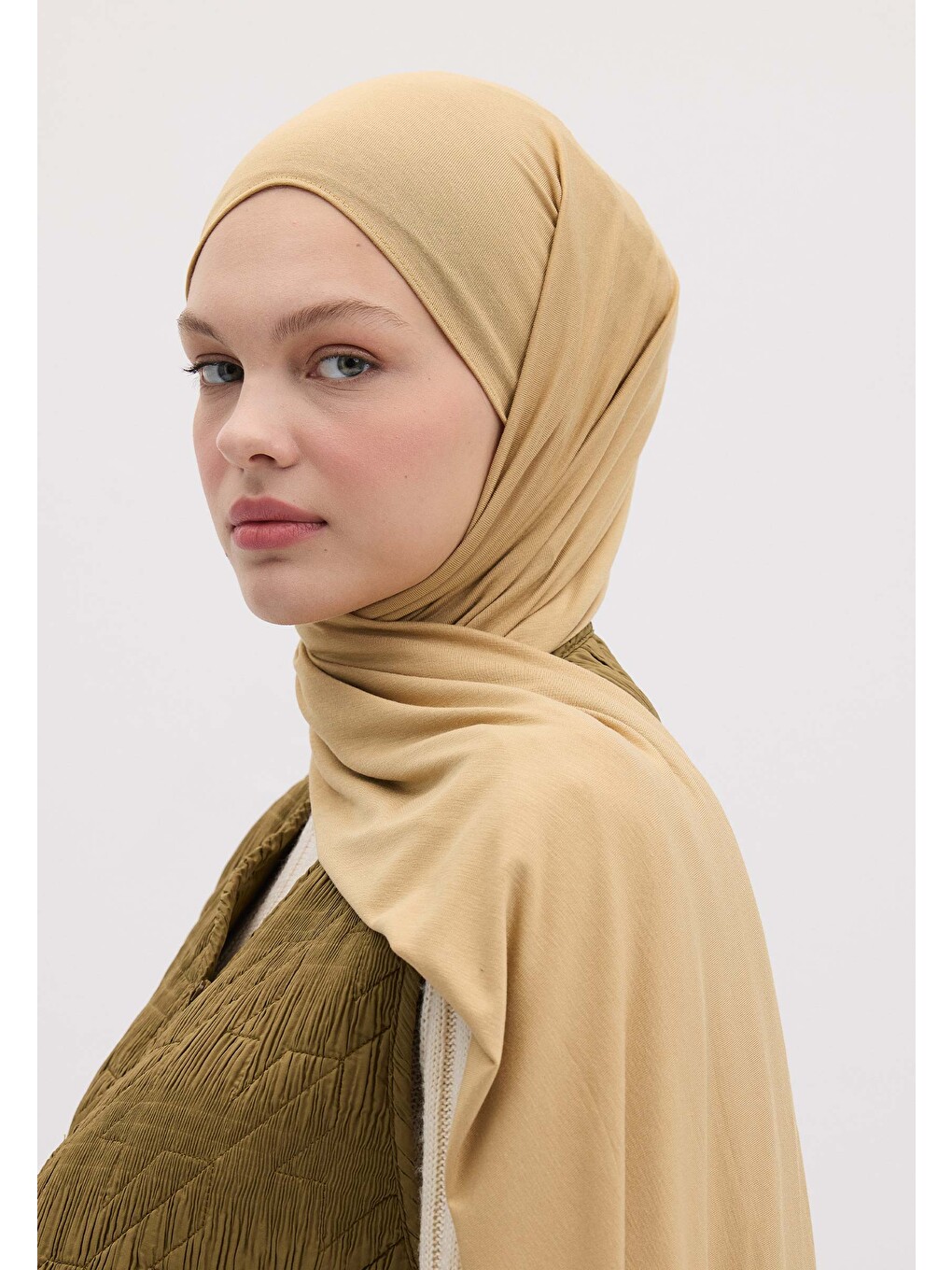 Sarı Bambu Penye Şal Sahra-3