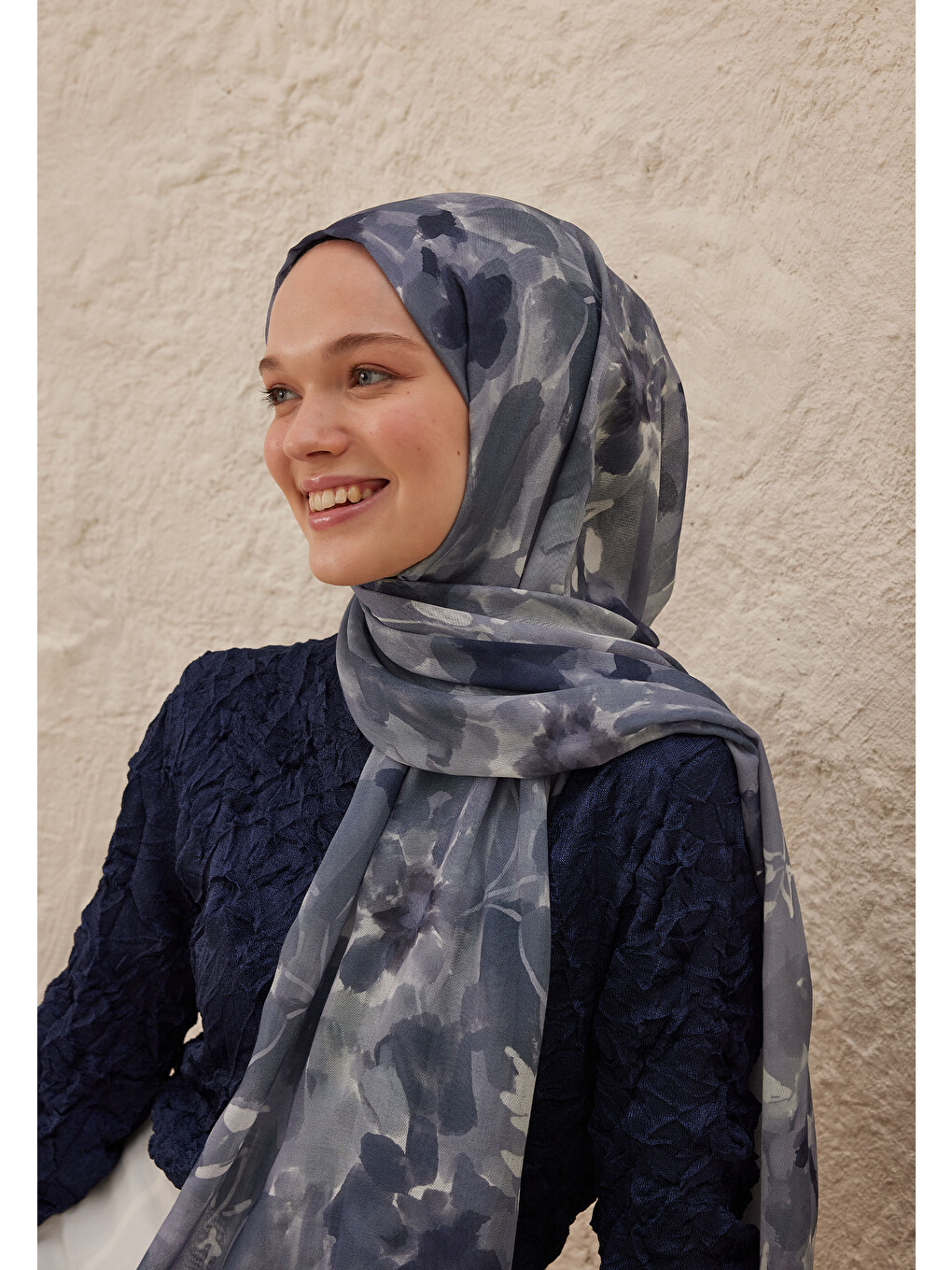 Lizzy Desen Rami Şal İndigo-1