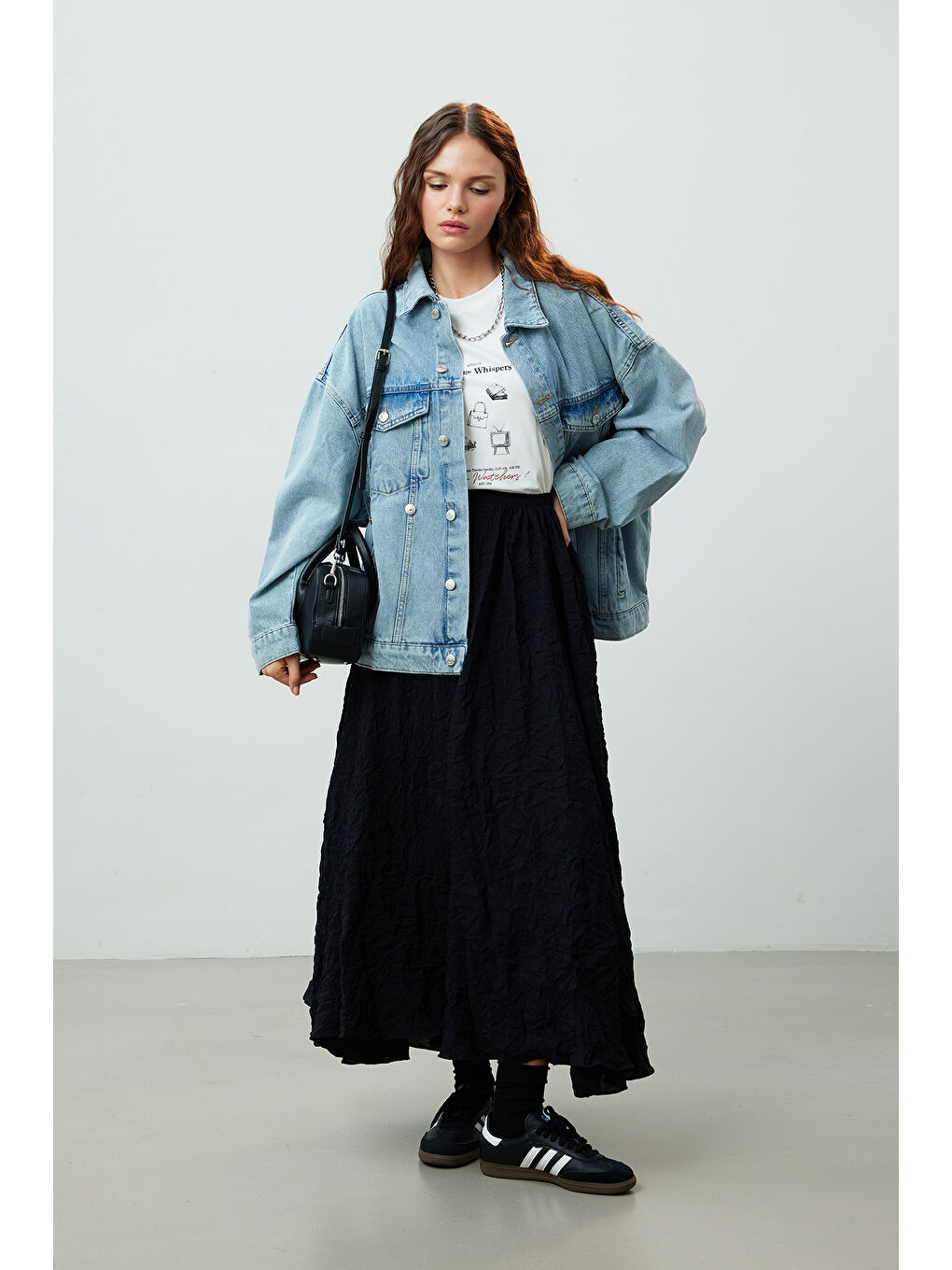 Crush Efekli Premium Etek Siyah