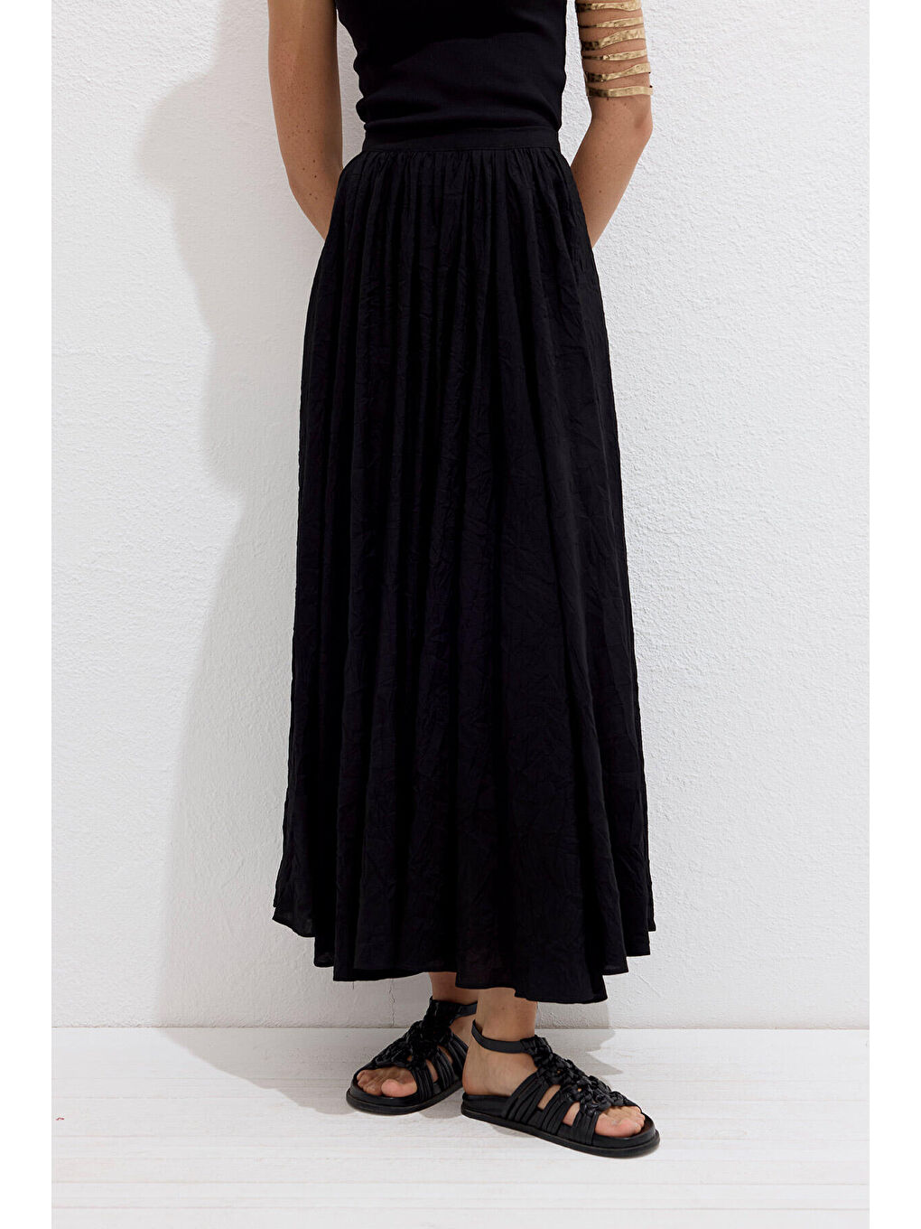 Crush Efekli Premium Etek Siyah-5