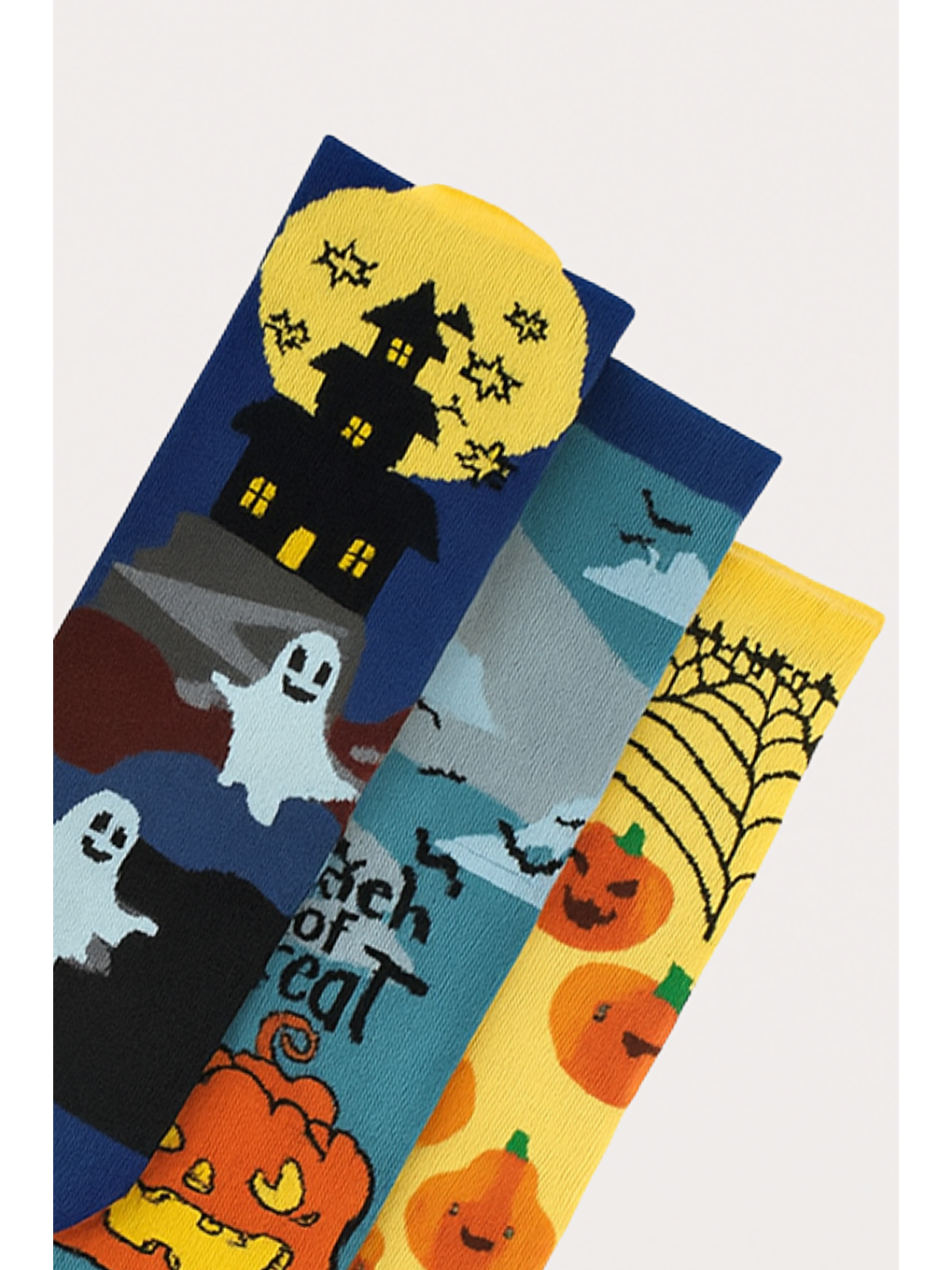 Lacivert Çocuk 3'Lü Halloween Desenli Kutulu Soket Çorap-2