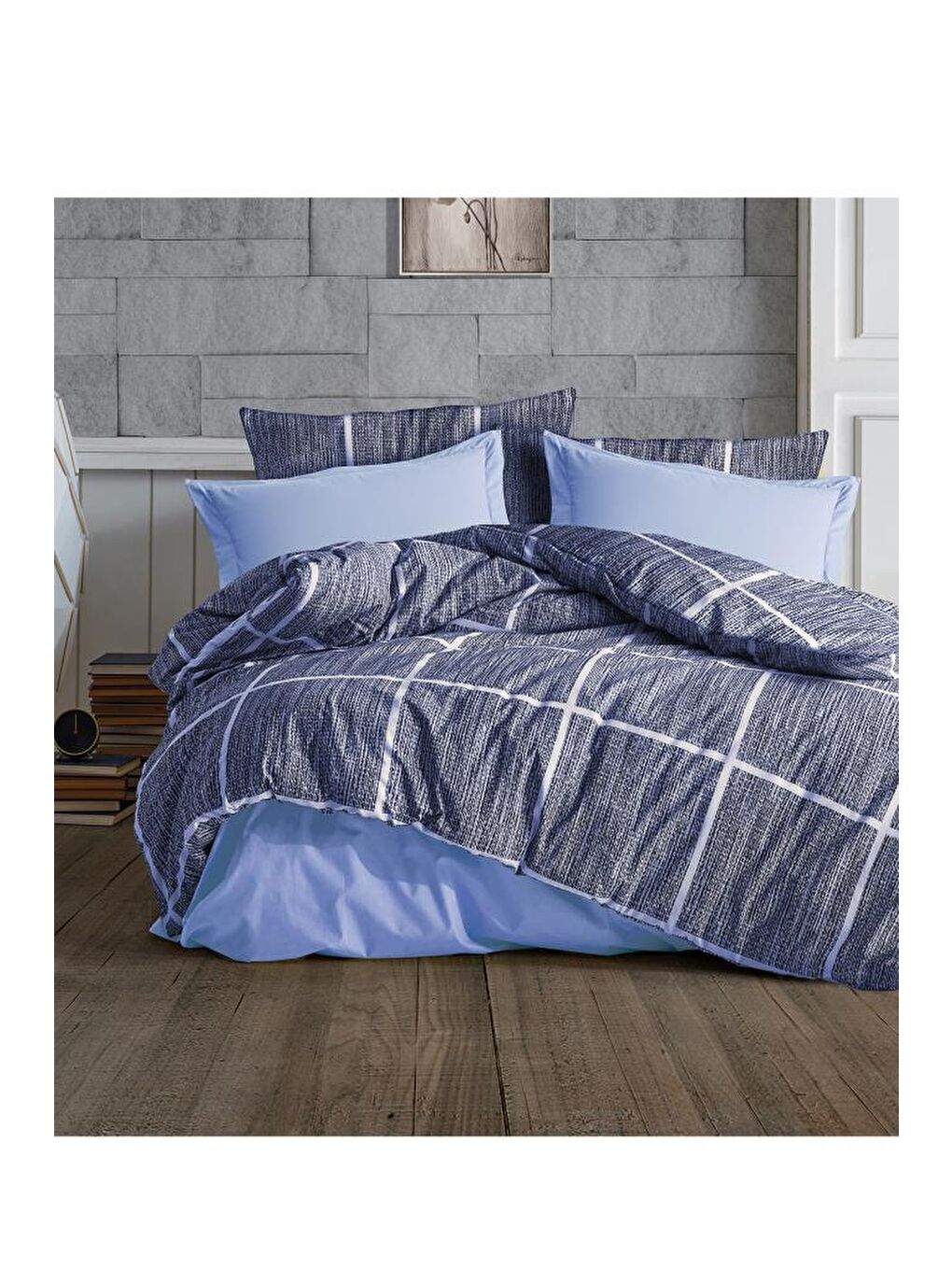 Rian Tek Kişilik Nevresim Takımı Mavi-1