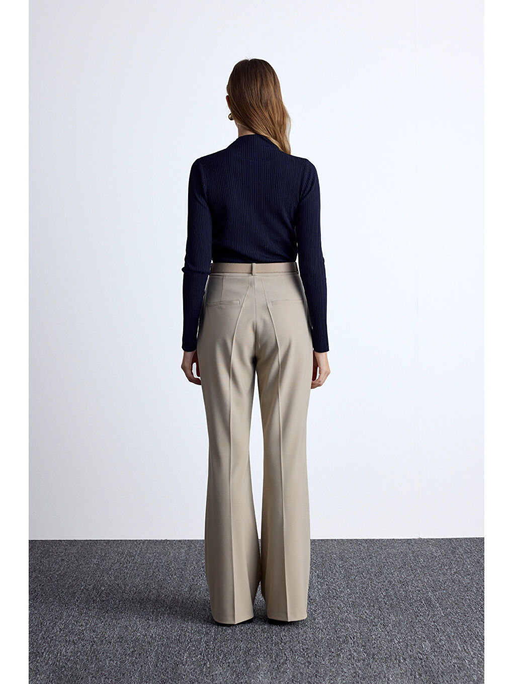 Yüksek Yaka Triko Bluz Lacivert-5