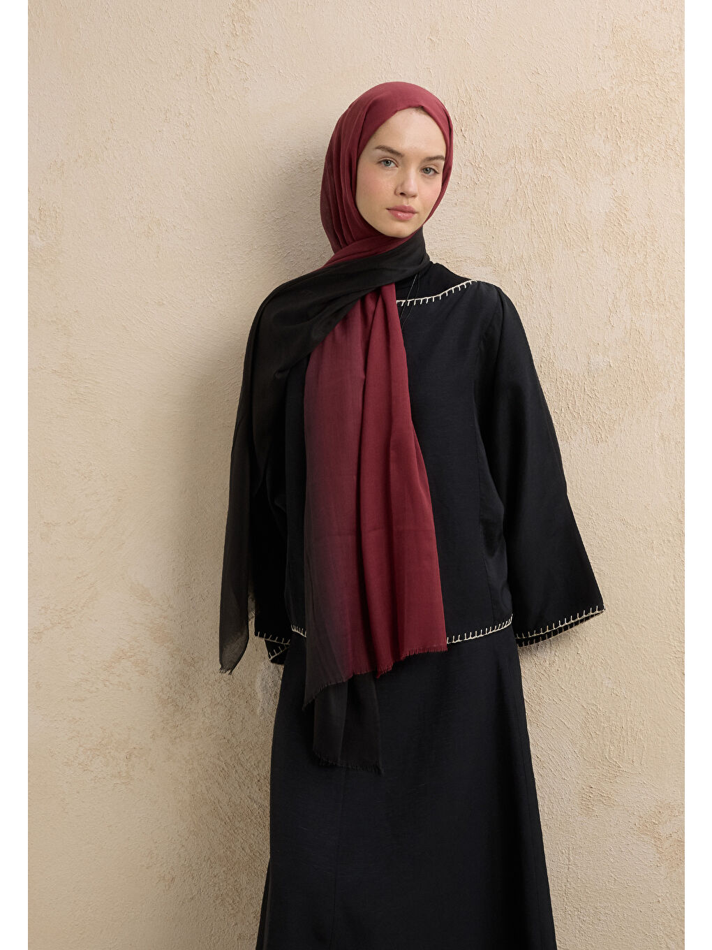 Modal Degrade Şal Siyah-Bordo-3