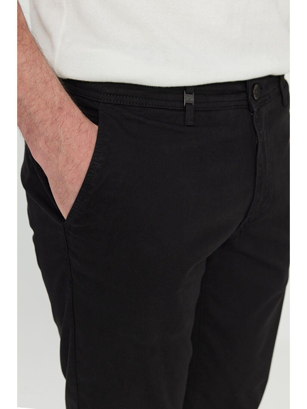 Erkek Siyah Pamuklu Slim Fit Dar Kesim Yan Cepli Esnek Pantolon-4