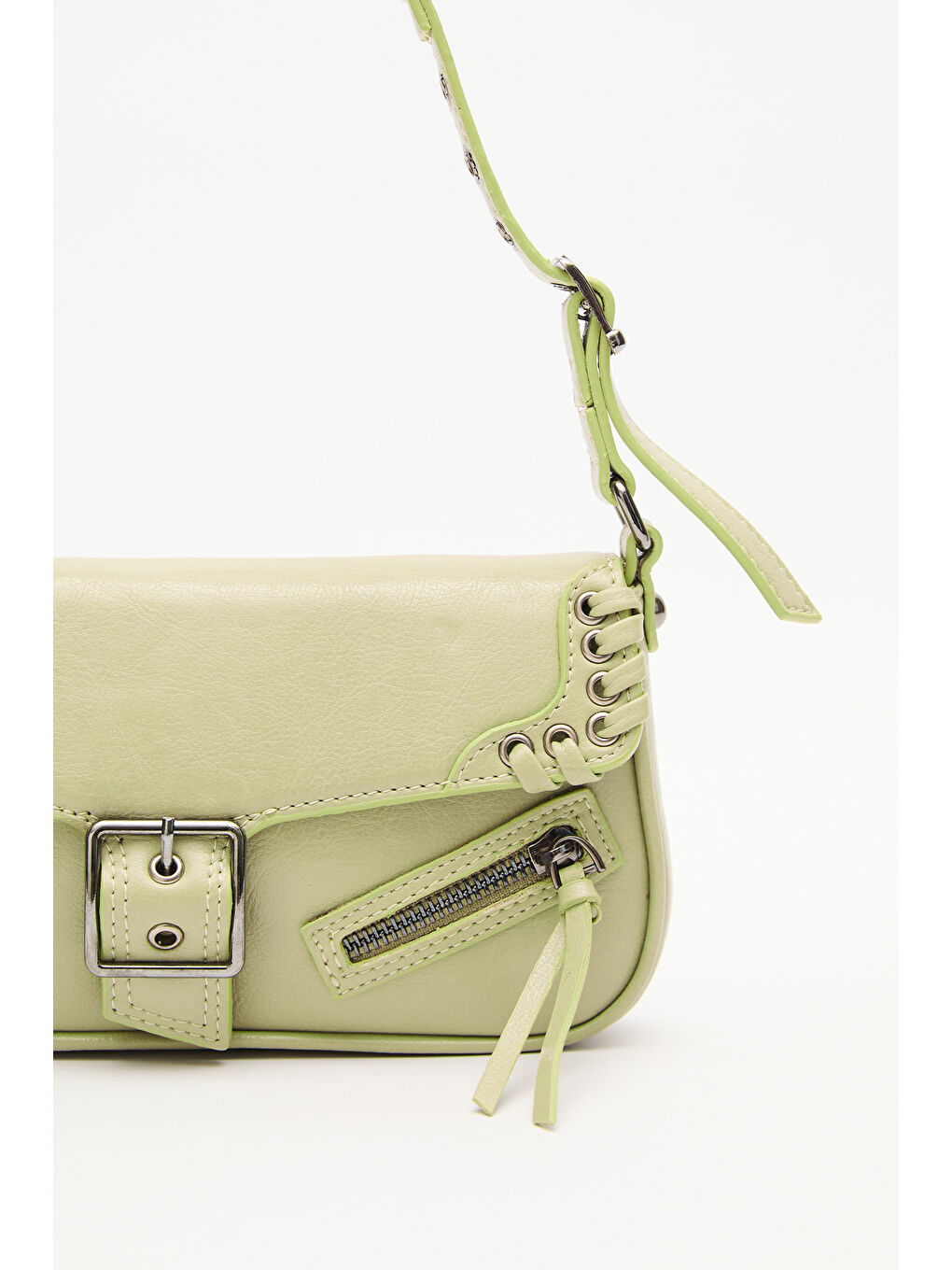 Toka Detaylı Omuz Çantası Soft Yeşil-3