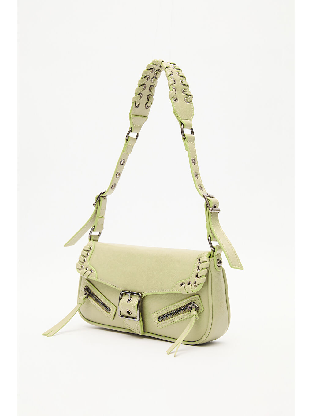 Toka Detaylı Omuz Çantası Soft Yeşil-4