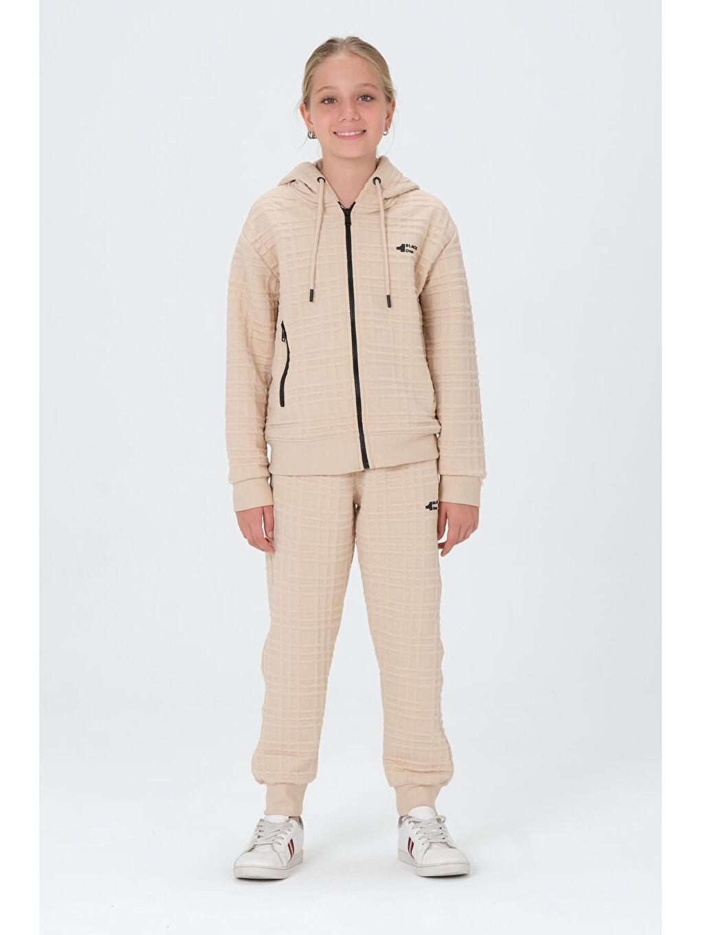 Bej Kız Çocuk Kapüşonlu Eşofman Takımı