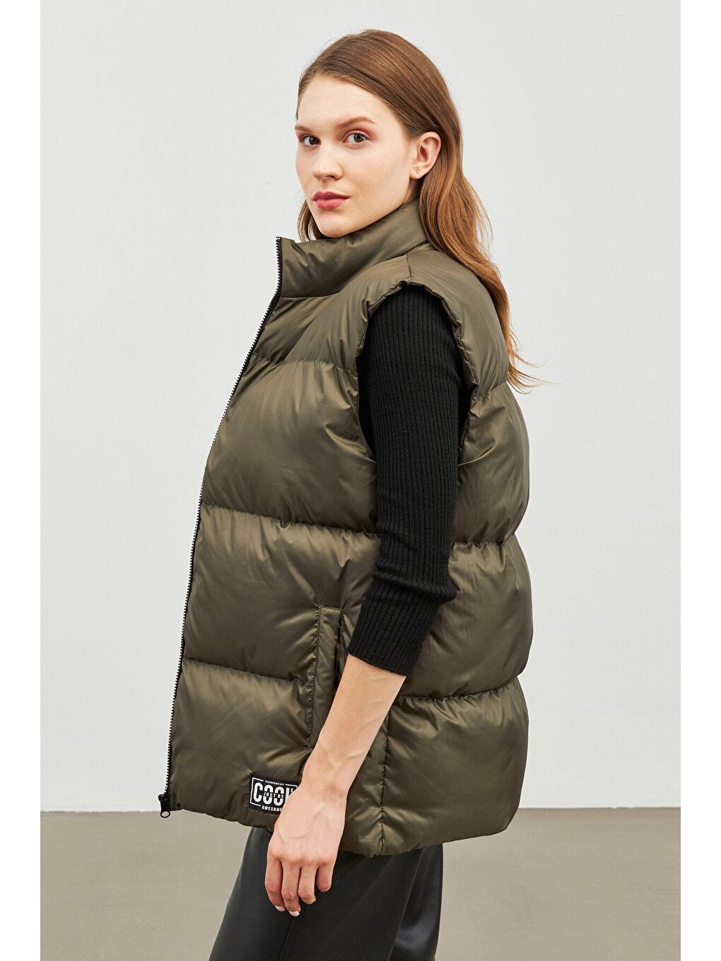 Haki Kadın  Astarlı  Su Ve Rüzgara Dayanıklı Regular Fit  Şişme Yelek BDY-2000-2