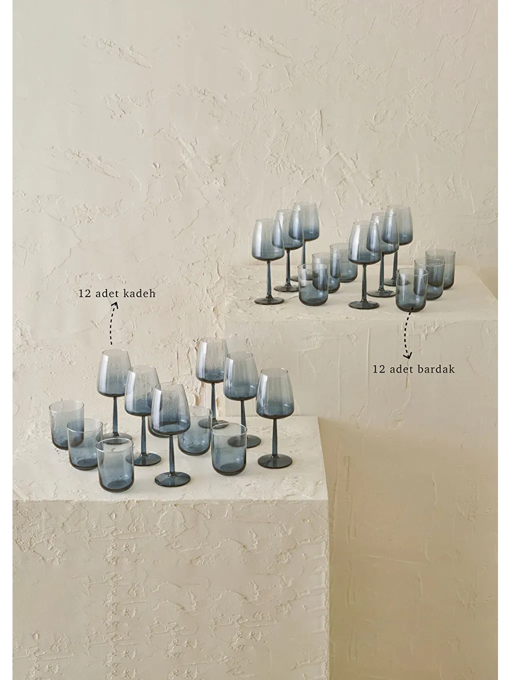 Soft Bardak-Kadeh Seti 24'lü Mavi